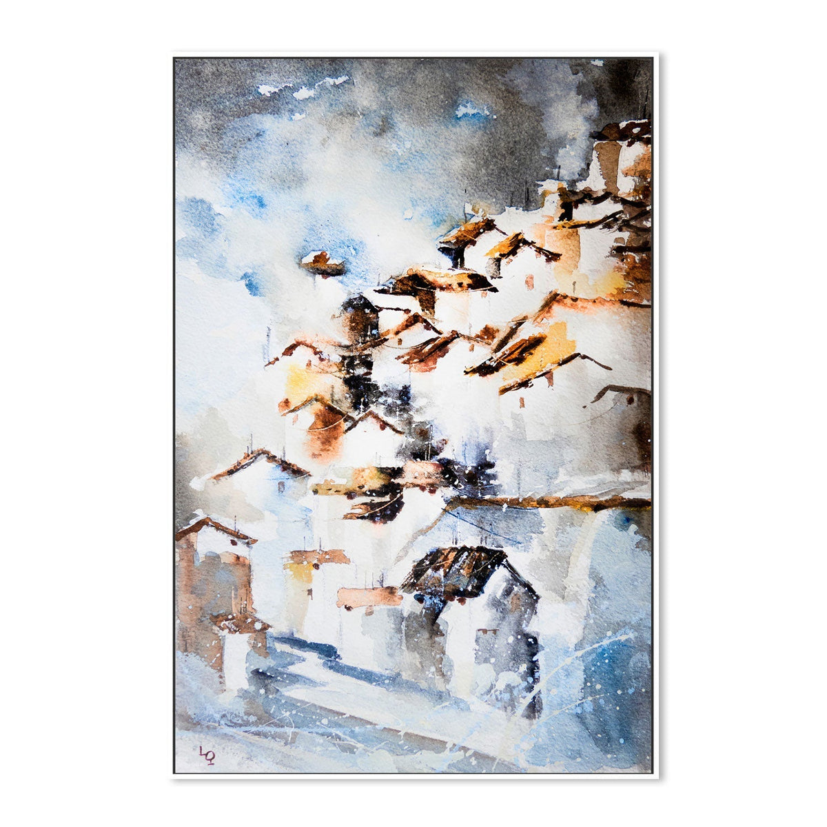 wall-art-print-canvas-poster-framed-Japanese Village , By Lilou Online Fine Arts-GIOIA-WALL-ART