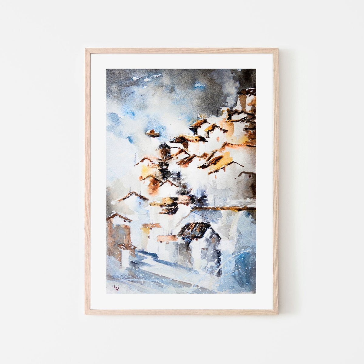 wall-art-print-canvas-poster-framed-Japanese Village , By Lilou Online Fine Arts-GIOIA-WALL-ART