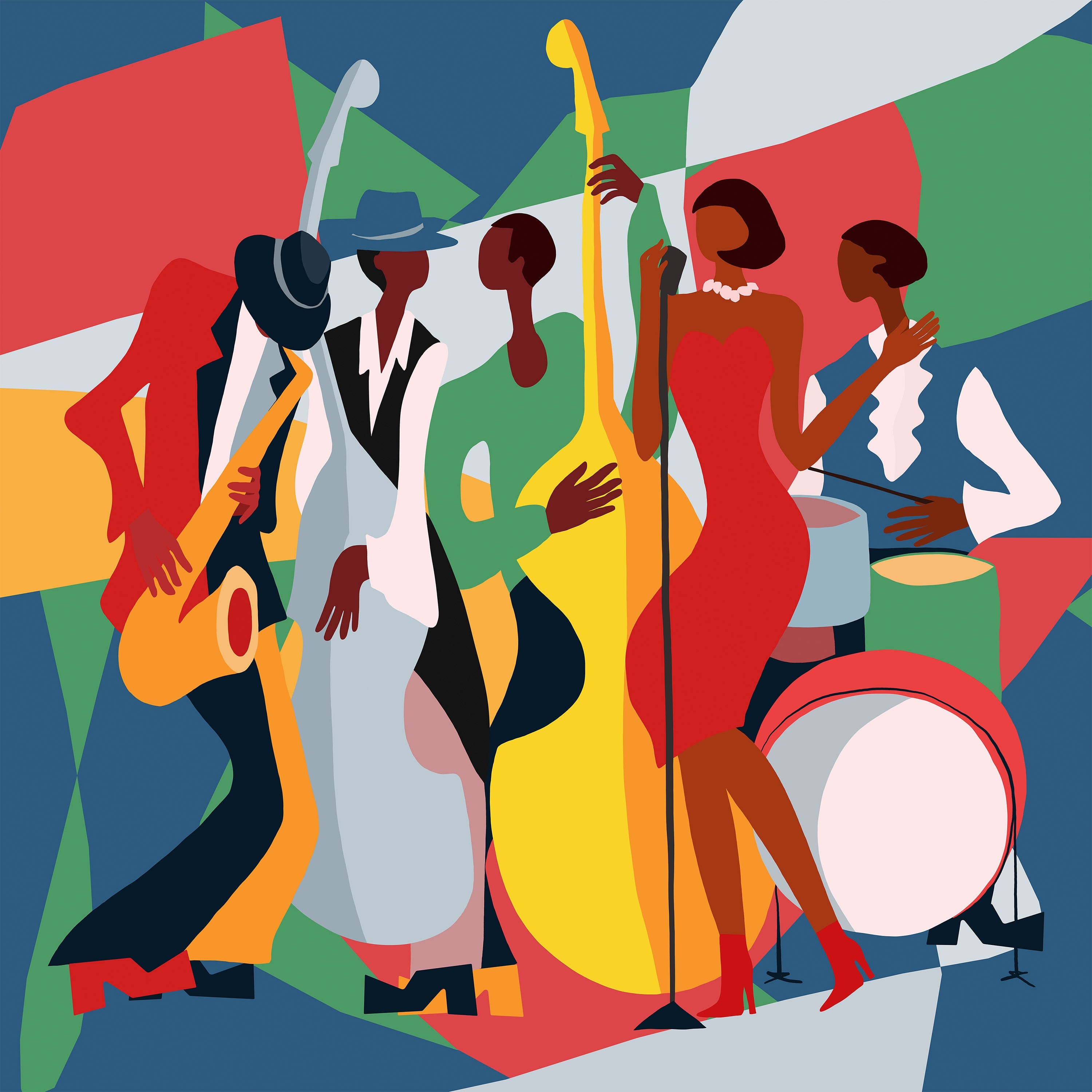 wall-art-print-canvas-poster-framed-Jazz Band-1