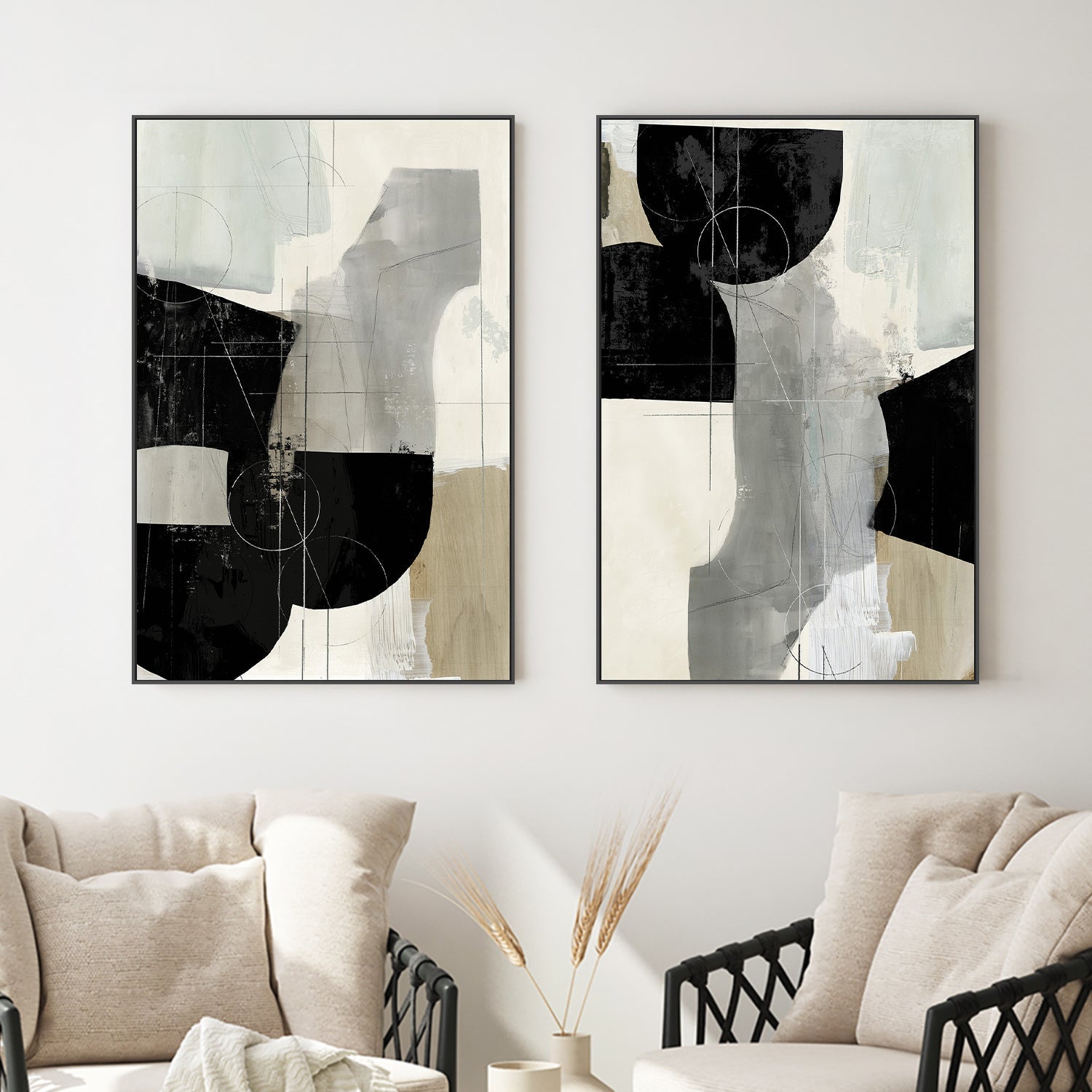 wall-art-print-canvas-poster-framed-Jet Black, Style A & B, Set Of 2 , By Tom Reeves-2