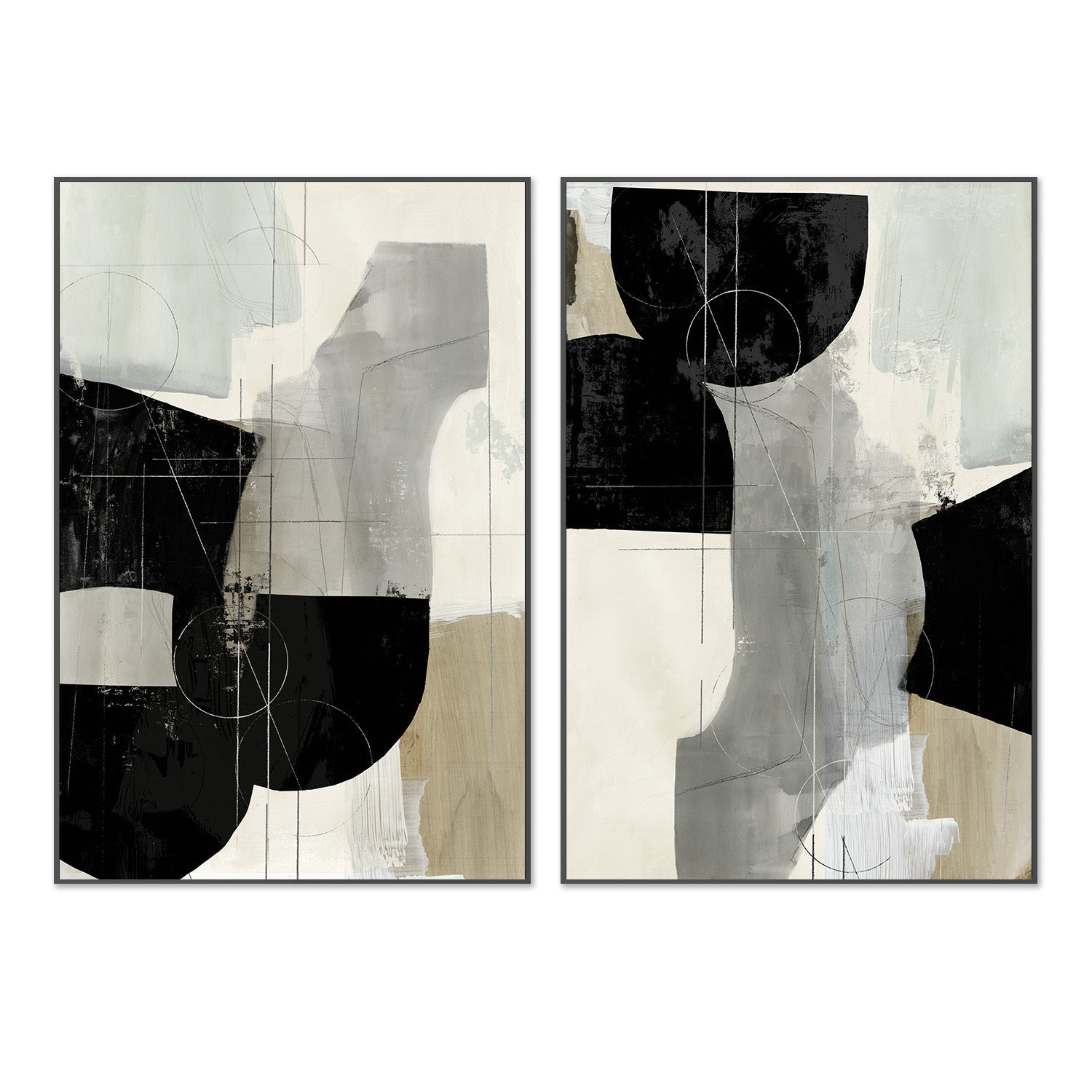 wall-art-print-canvas-poster-framed-Jet Black, Style A & B, Set Of 2 , By Tom Reeves-3