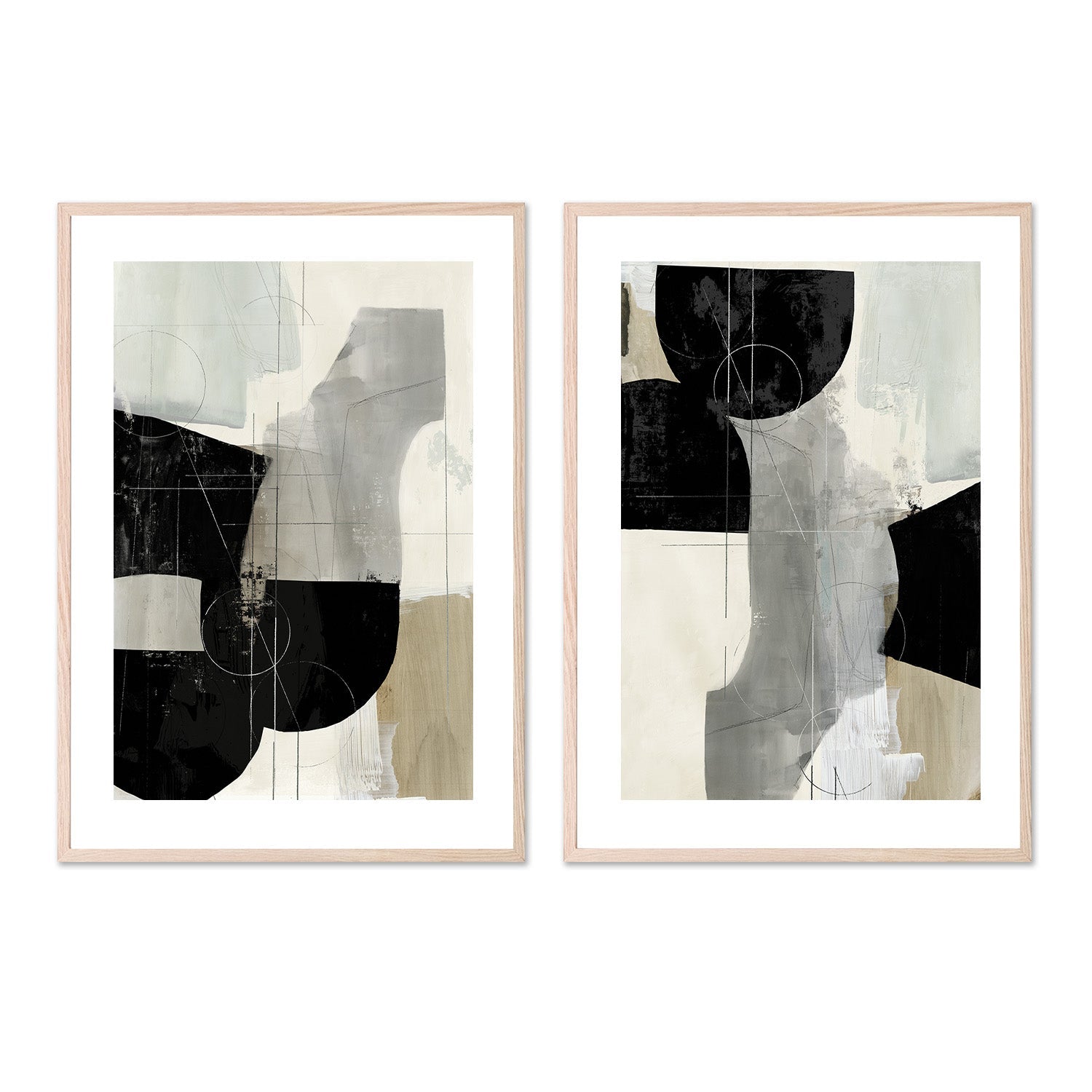wall-art-print-canvas-poster-framed-Jet Black, Style A & B, Set Of 2 , By Tom Reeves-6