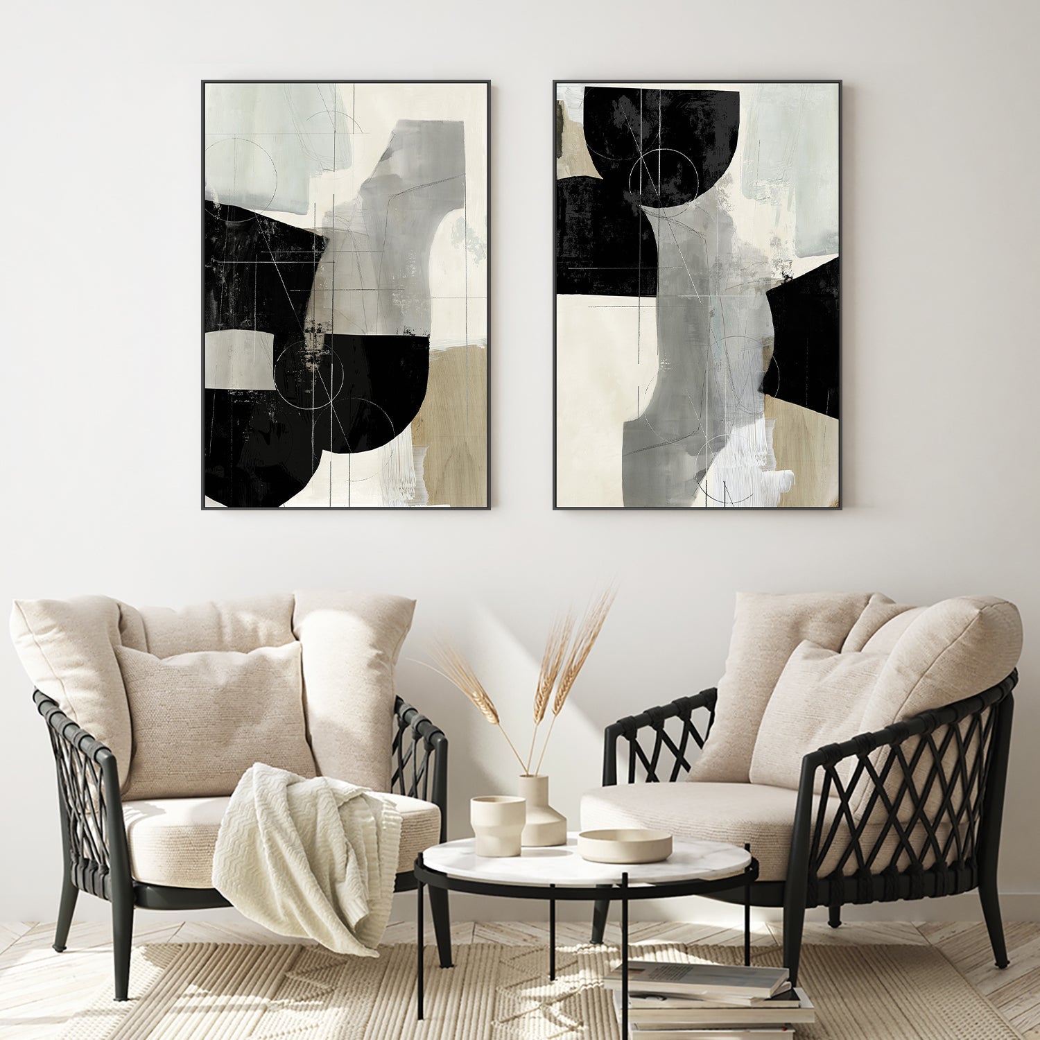 wall-art-print-canvas-poster-framed-Jet Black, Style A & B, Set Of 2 , By Tom Reeves-7