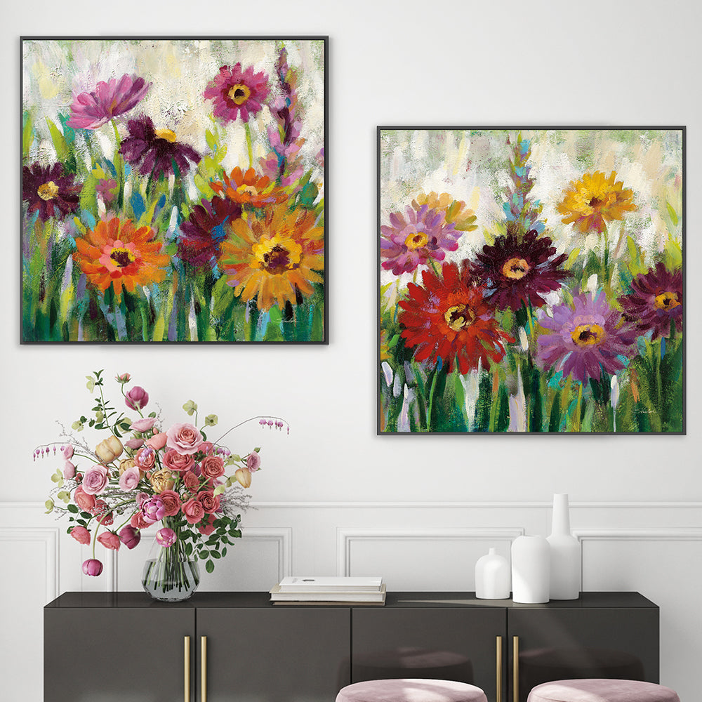 wall-art-print-canvas-poster-framed-Jewel Daisy Gerbera, Set Of 2-by-Silvia Vassileva-Gioia Wall Art