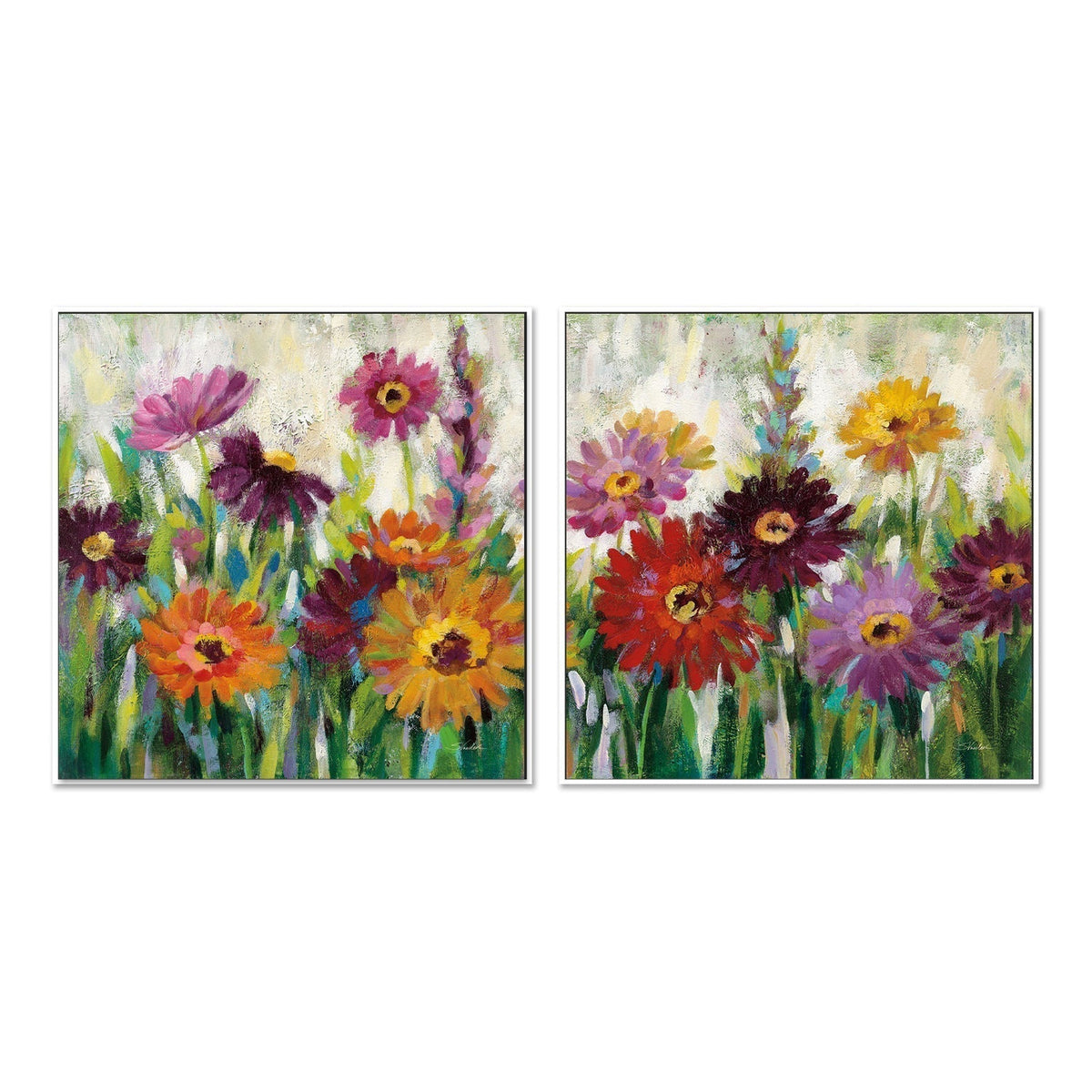 wall-art-print-canvas-poster-framed-Jewel Daisy Gerbera, Set Of 2-by-Silvia Vassileva-Gioia Wall Art