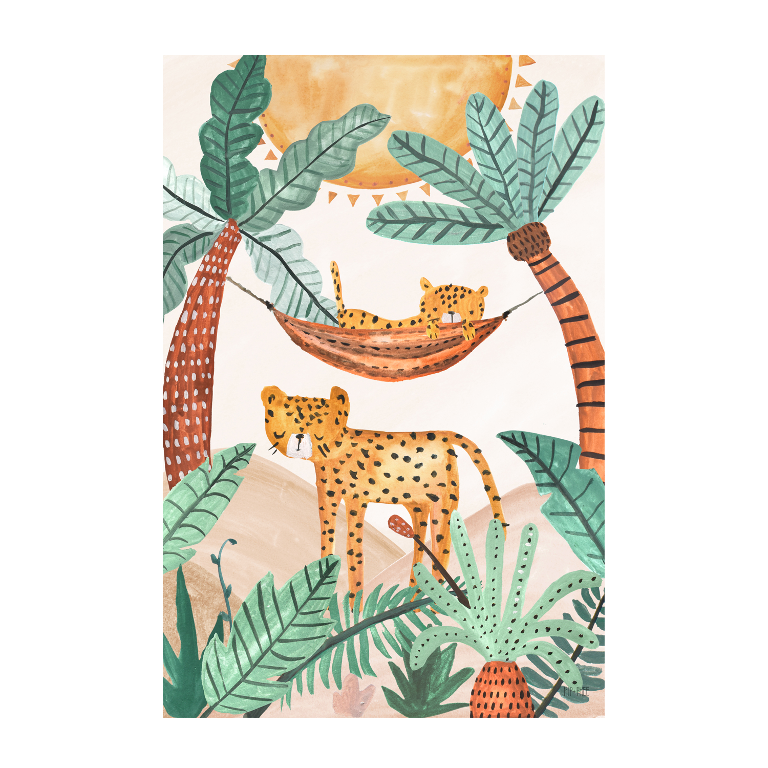 wall-art-print-canvas-poster-framed-Jungle Horizon Cheetahs , By Pip and Phee-1