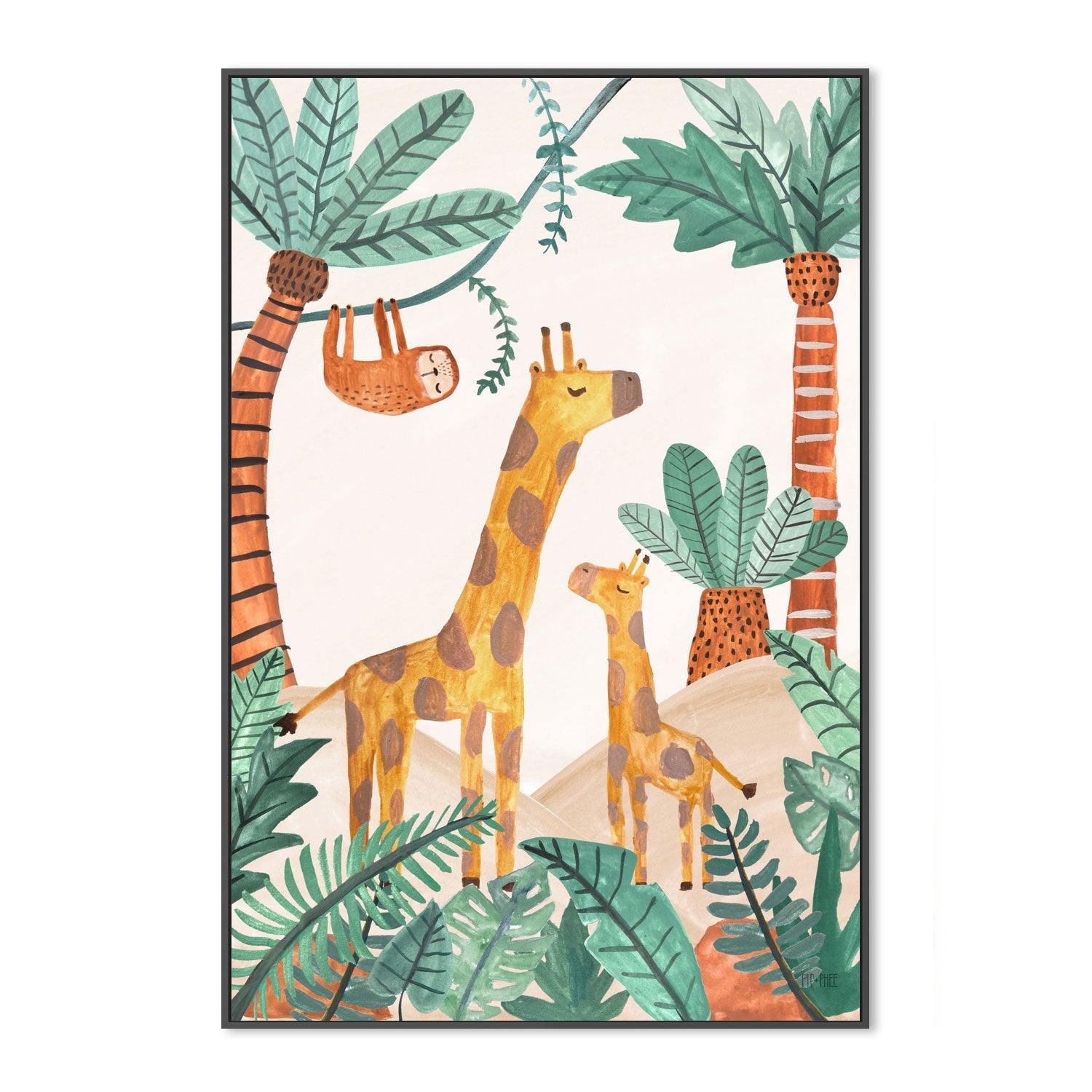 wall-art-print-canvas-poster-framed-Jungle Horizon Giraffe , By Pip and Phee-3