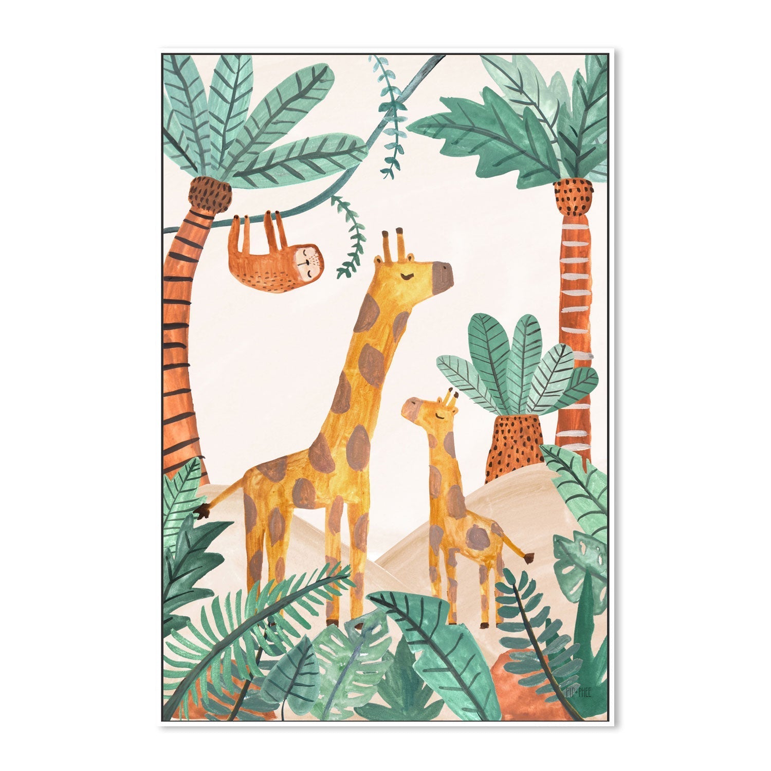 wall-art-print-canvas-poster-framed-Jungle Horizon Giraffe , By Pip and Phee-5