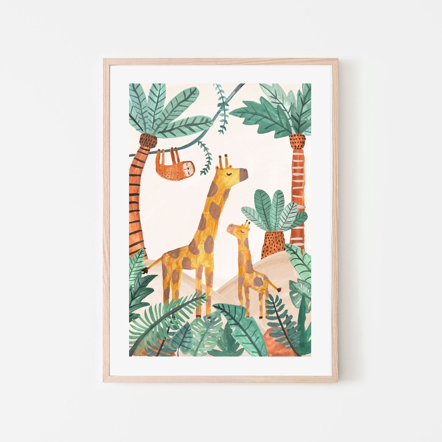 wall-art-print-canvas-poster-framed-Jungle Horizon Giraffe , By Pip and Phee-6