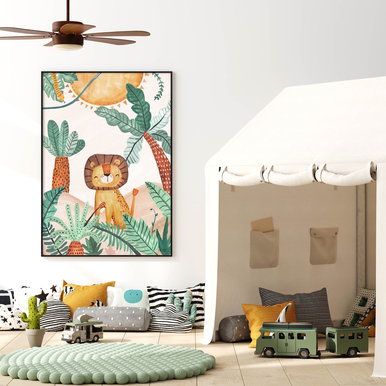 wall-art-print-canvas-poster-framed-Jungle Horizon Lion , By Pip and Phee-2