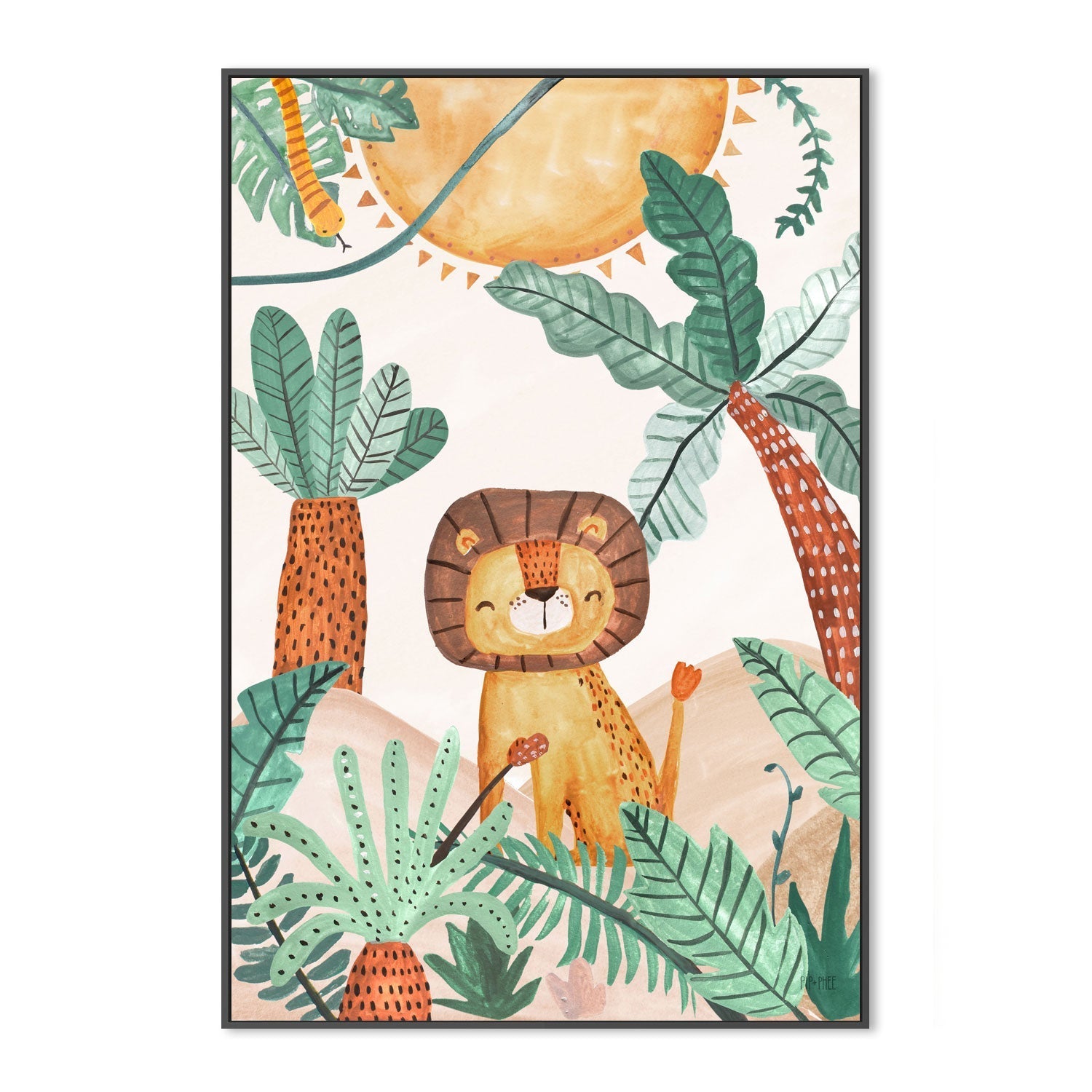 wall-art-print-canvas-poster-framed-Jungle Horizon Lion , By Pip and Phee-3