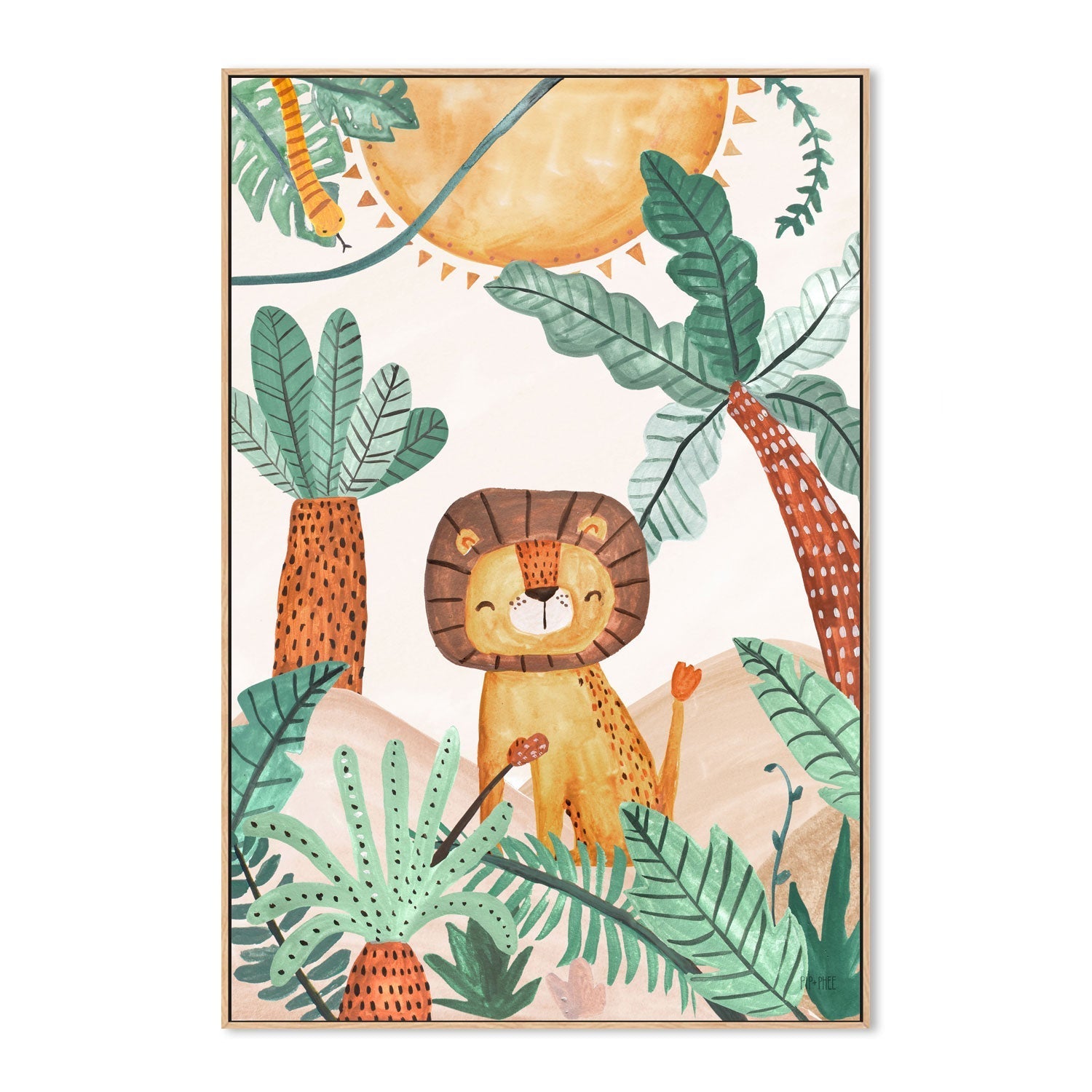 wall-art-print-canvas-poster-framed-Jungle Horizon Lion , By Pip and Phee-4
