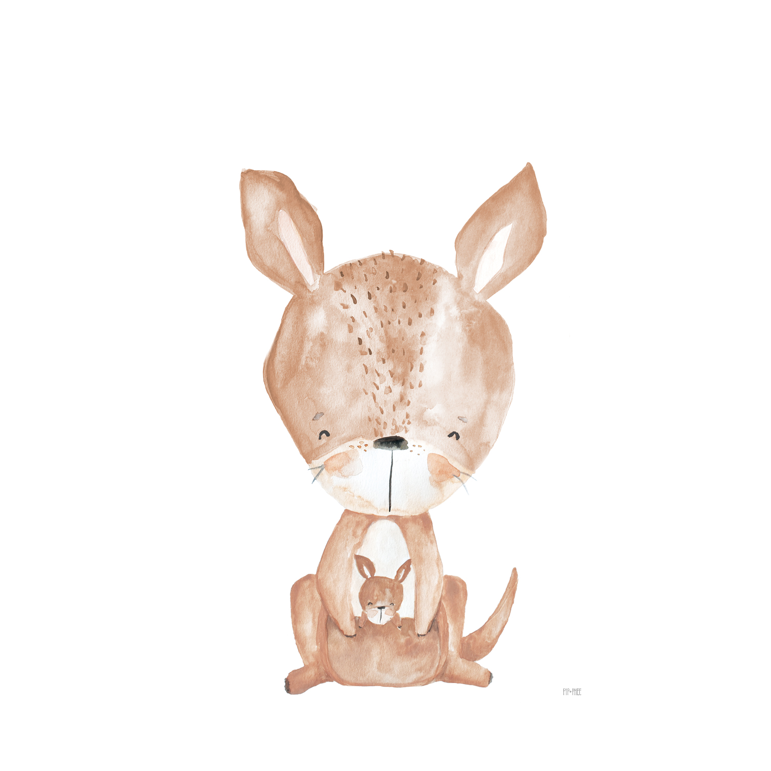 wall-art-print-canvas-poster-framed-Kangaroo Critter Print White , By Pip and Phee-1