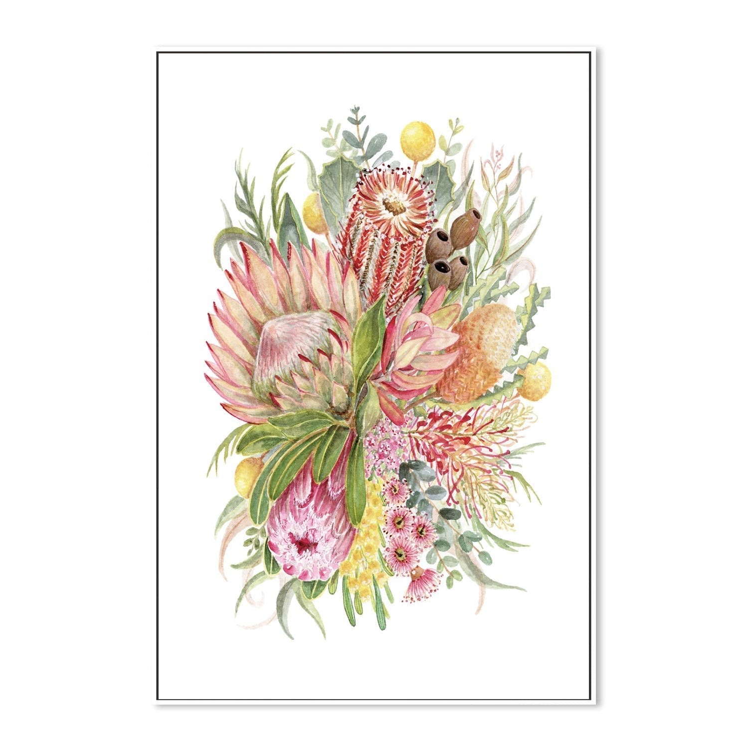 wall-art-print-canvas-poster-framed-King Protea And Banksia, Style A , By Jessie Mitchelson-GIOIA-WALL-ART