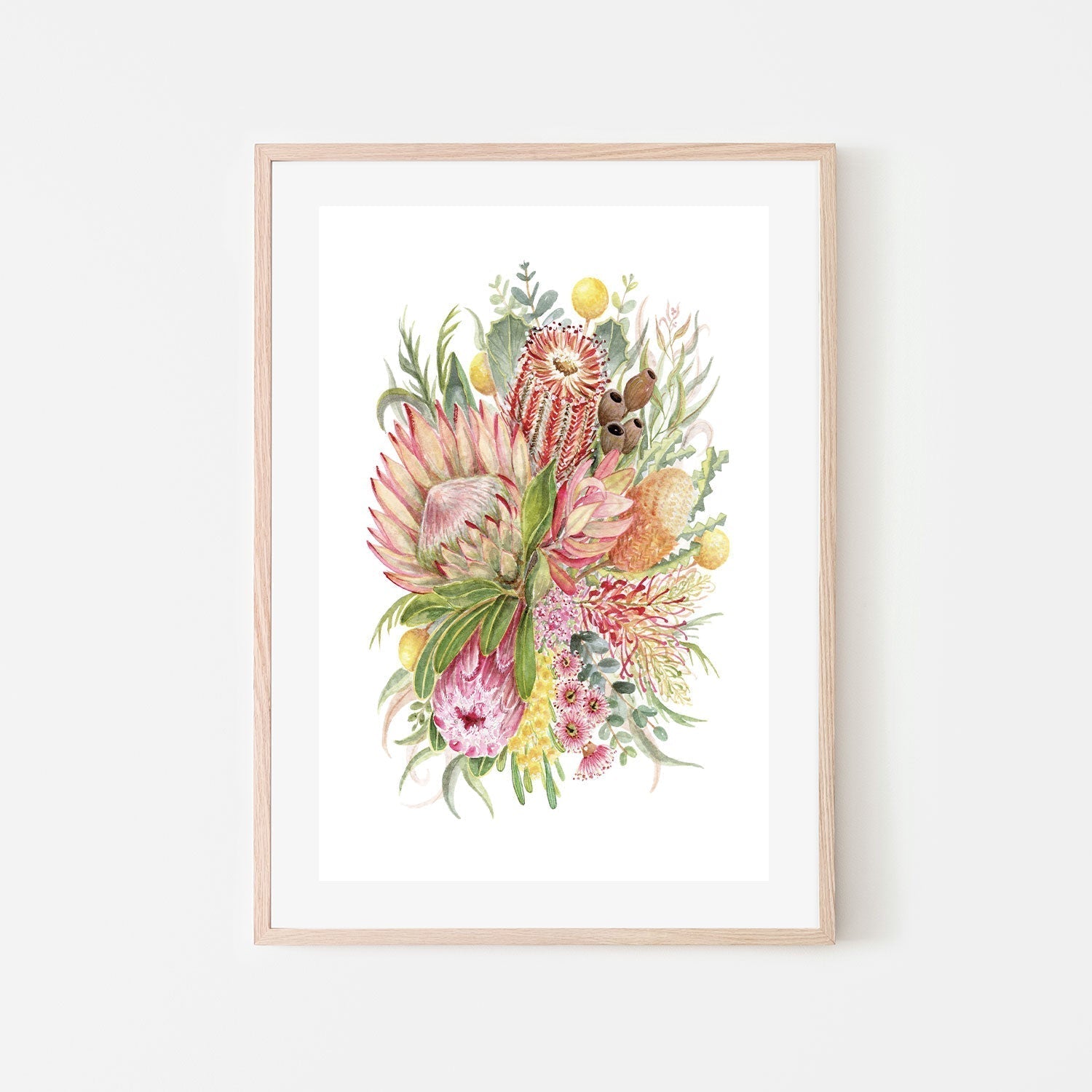 wall-art-print-canvas-poster-framed-King Protea And Banksia, Style A , By Jessie Mitchelson-GIOIA-WALL-ART