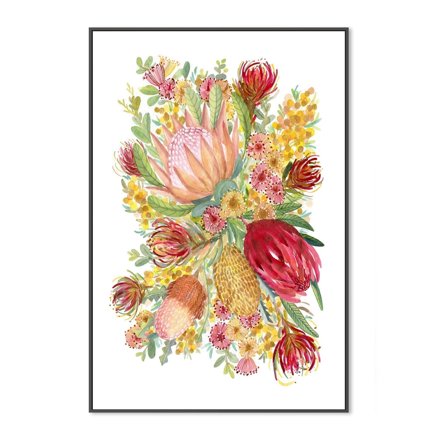 wall-art-print-canvas-poster-framed-King Protea And Banksia, Style D , By Jessie Mitchelson-GIOIA-WALL-ART