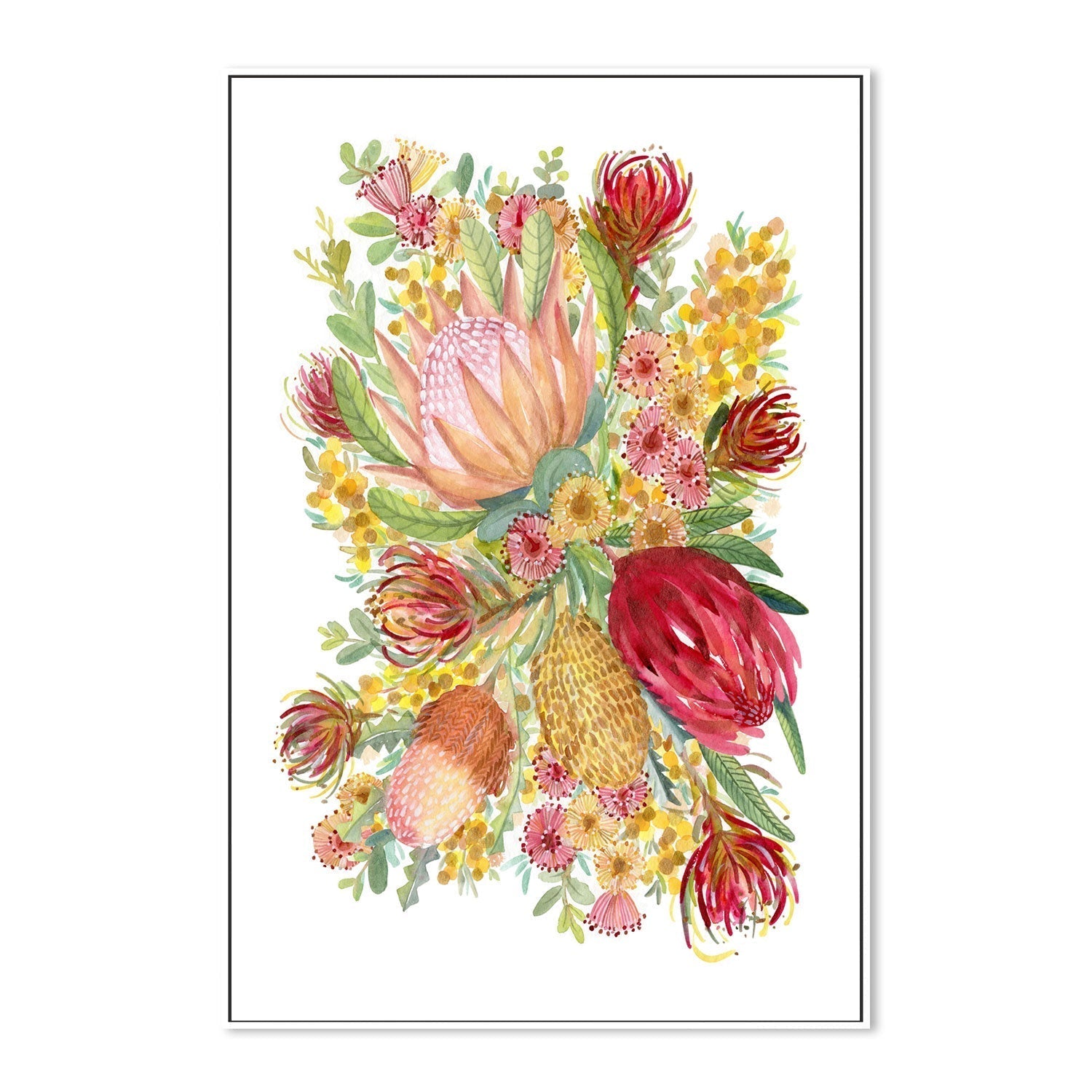 wall-art-print-canvas-poster-framed-King Protea And Banksia, Style D , By Jessie Mitchelson-GIOIA-WALL-ART