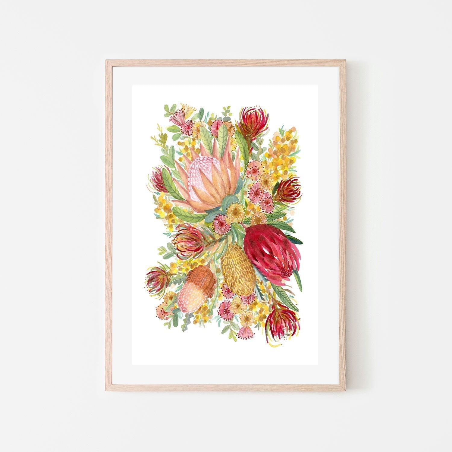 wall-art-print-canvas-poster-framed-King Protea And Banksia, Style D , By Jessie Mitchelson-GIOIA-WALL-ART