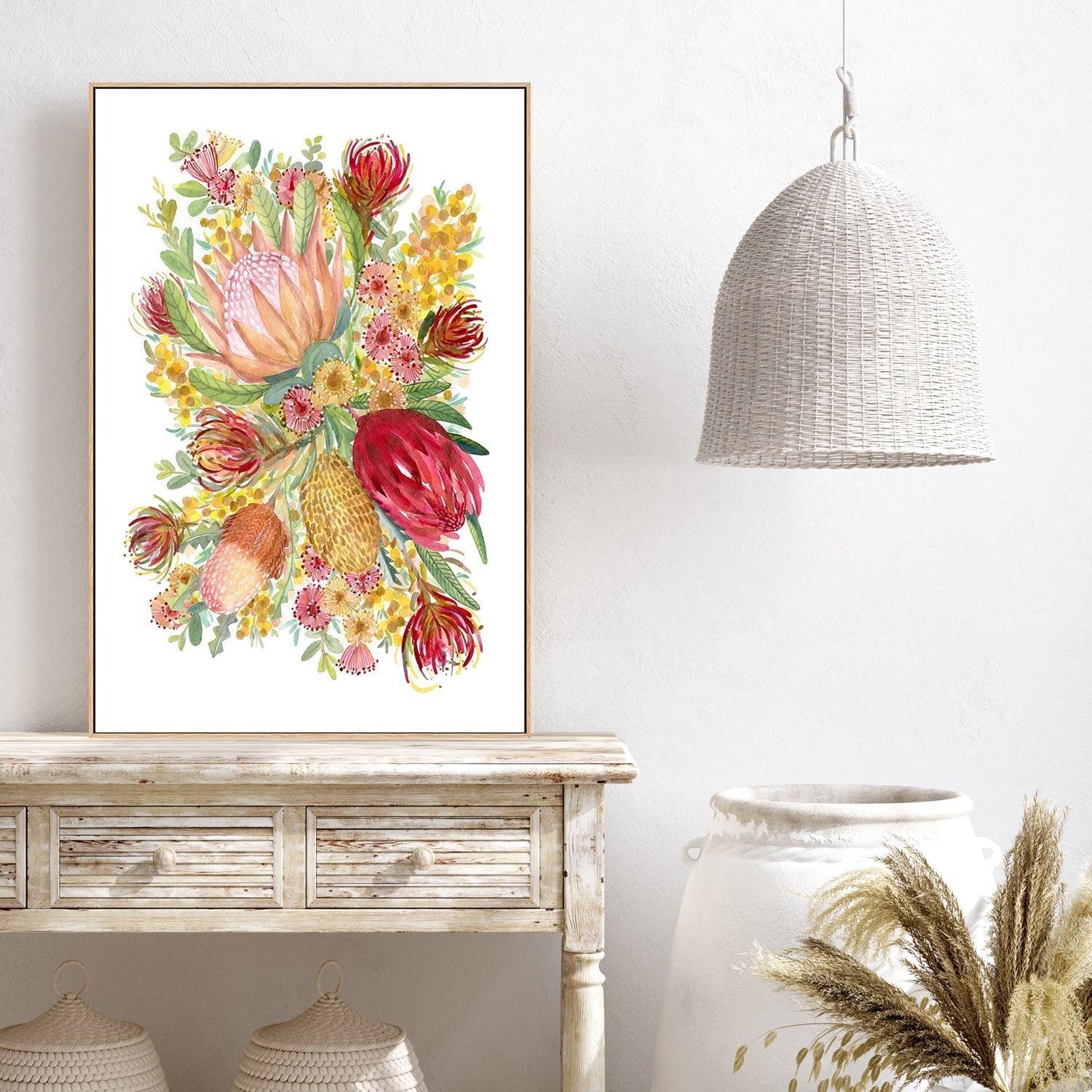 wall-art-print-canvas-poster-framed-King Protea And Banksia, Style D , By Jessie Mitchelson-GIOIA-WALL-ART