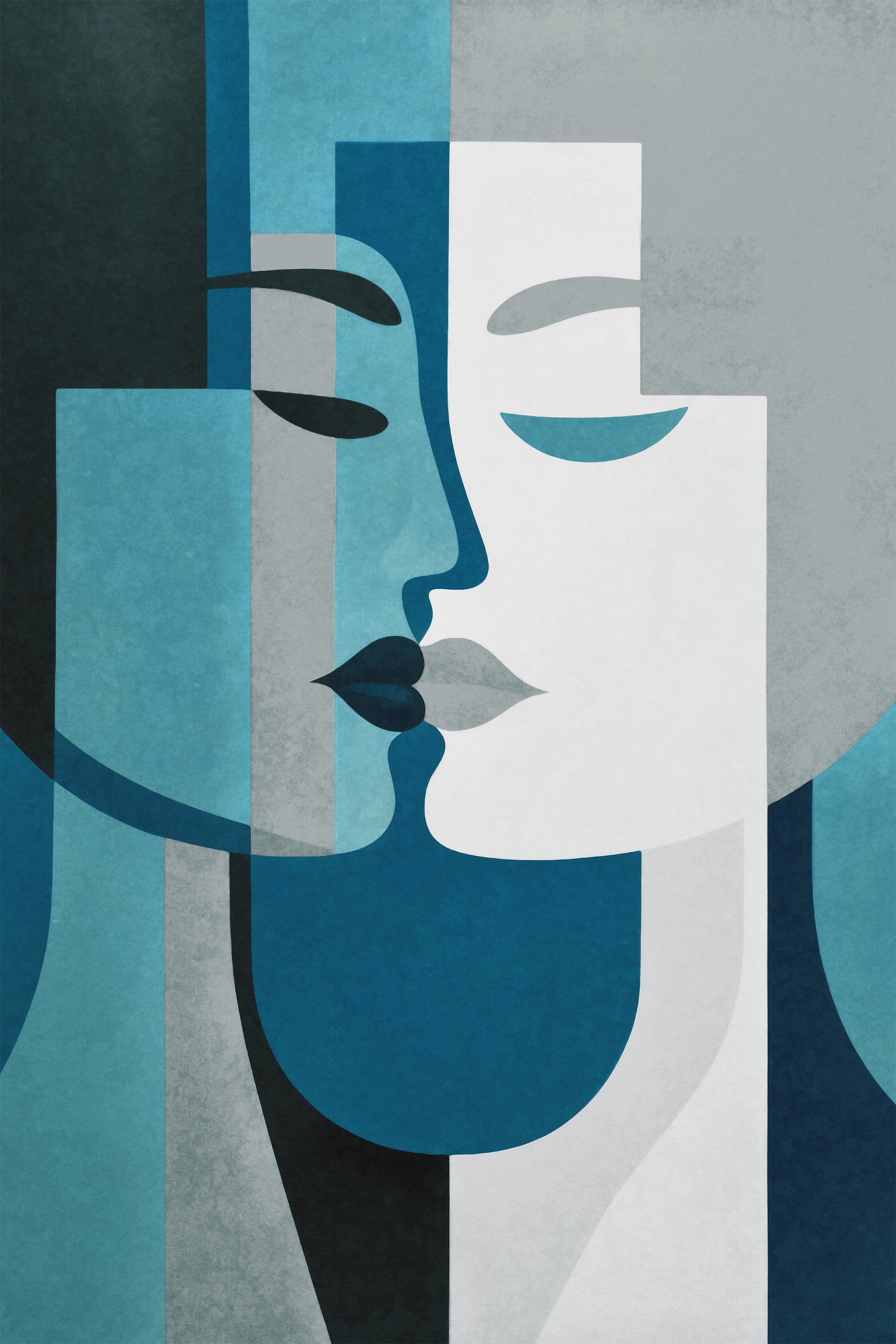 wall-art-print-canvas-poster-framed-Kiss Me Teal Grey-1