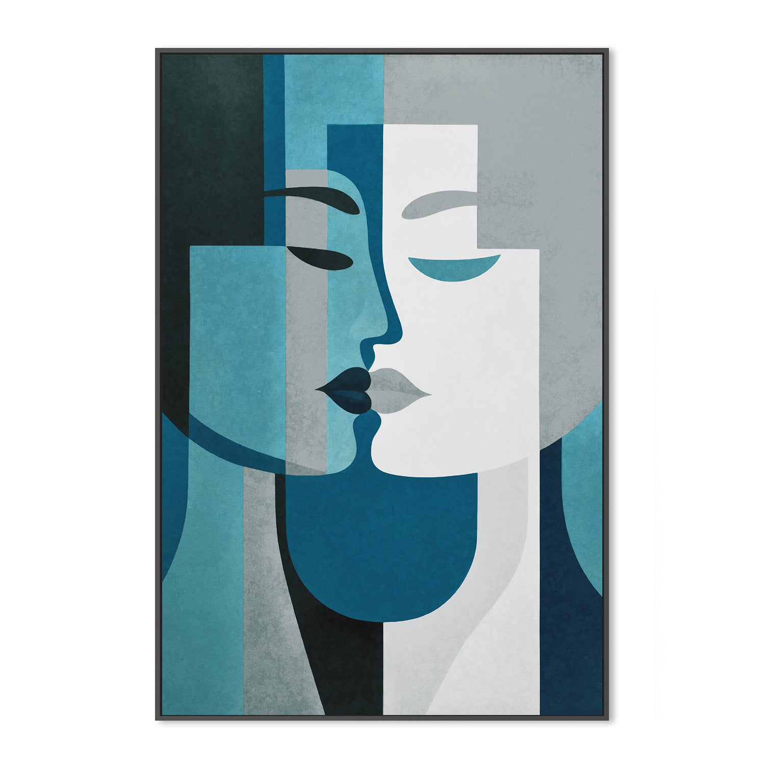wall-art-print-canvas-poster-framed-Kiss Me Teal Grey-3