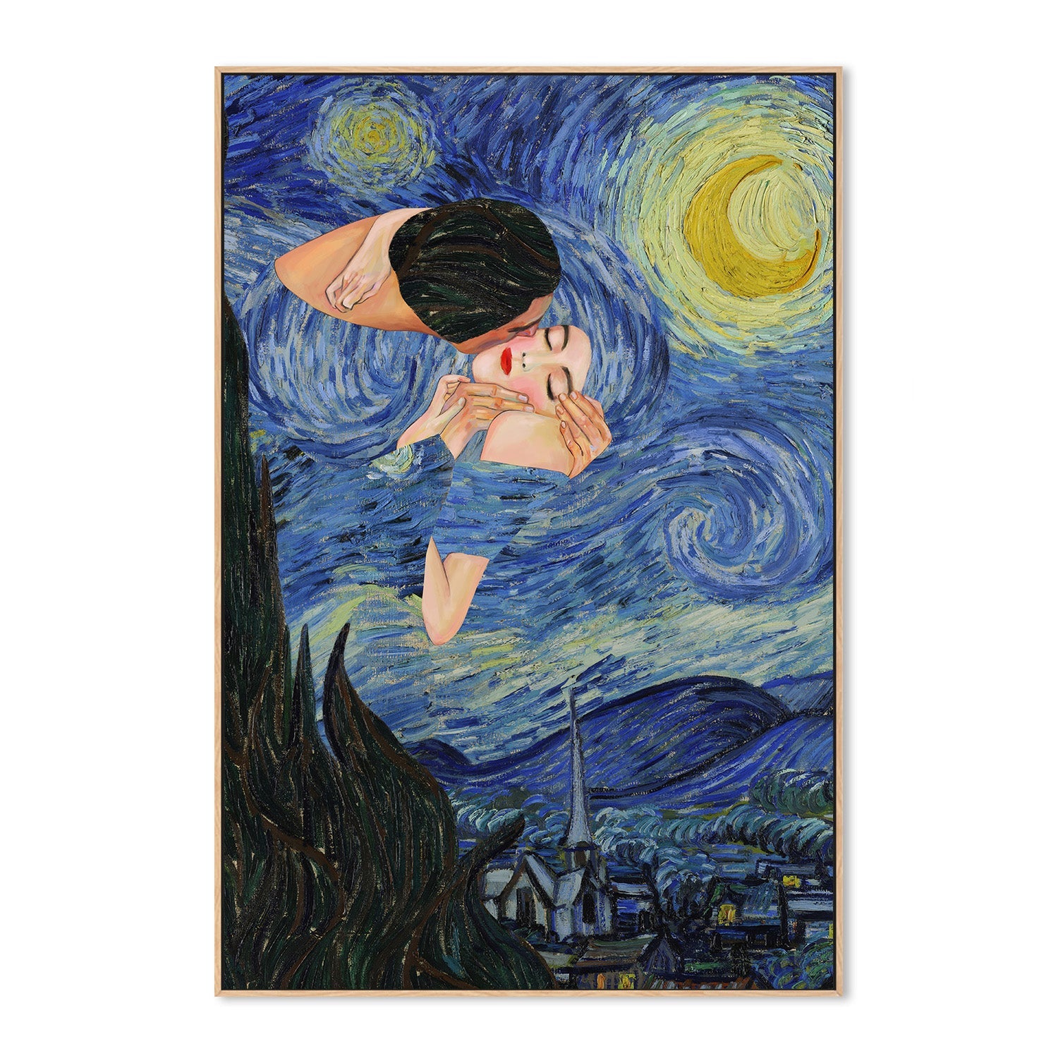 wall-art-print-canvas-poster-framed-Kiss Under the Starry Night-4