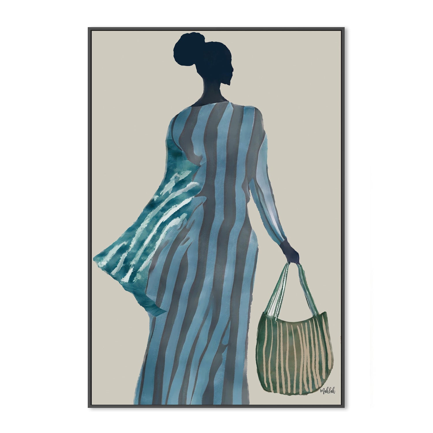wall-art-print-canvas-poster-framed-Lady with the Green Bag , By Inkheart Designs-3