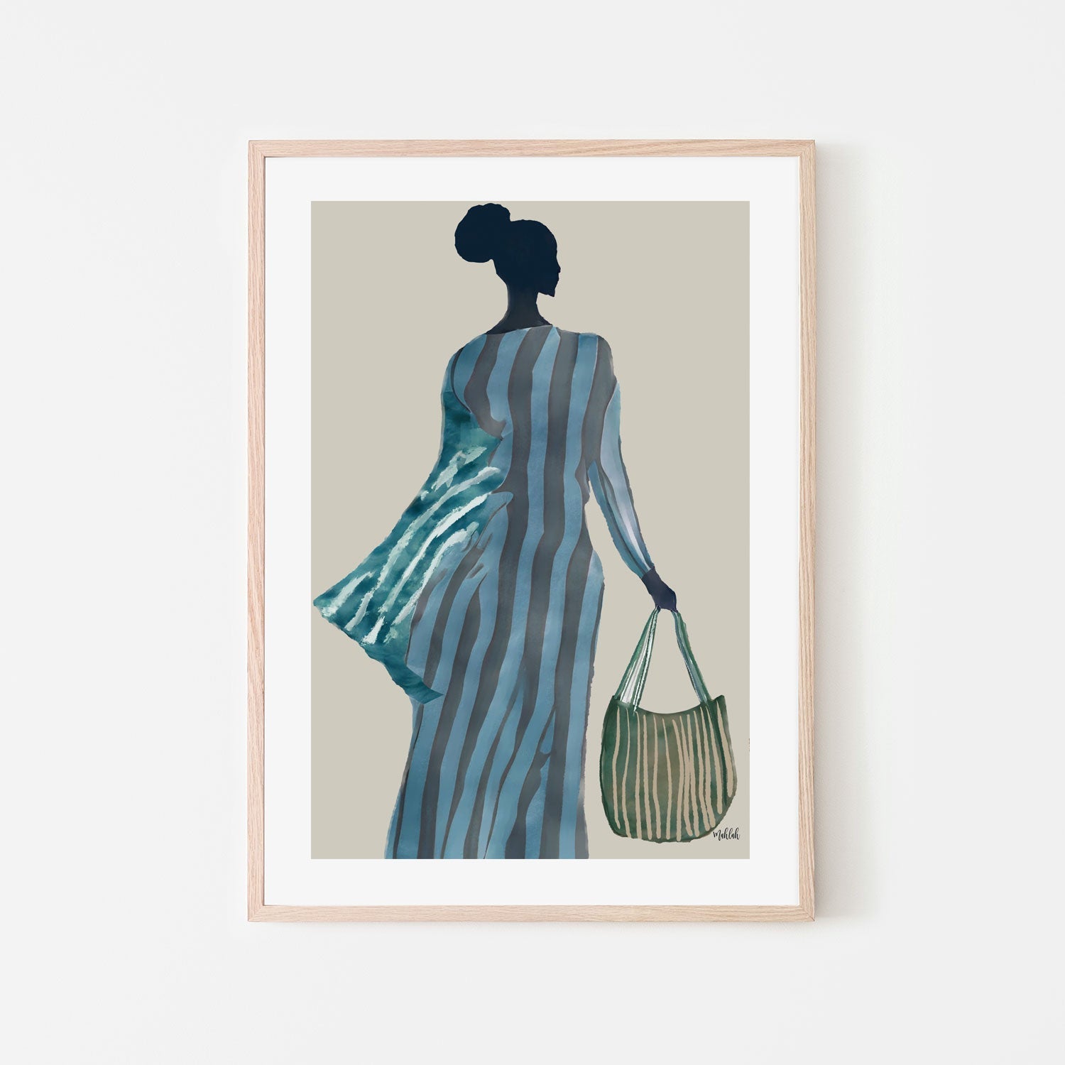 wall-art-print-canvas-poster-framed-Lady with the Green Bag , By Inkheart Designs-6