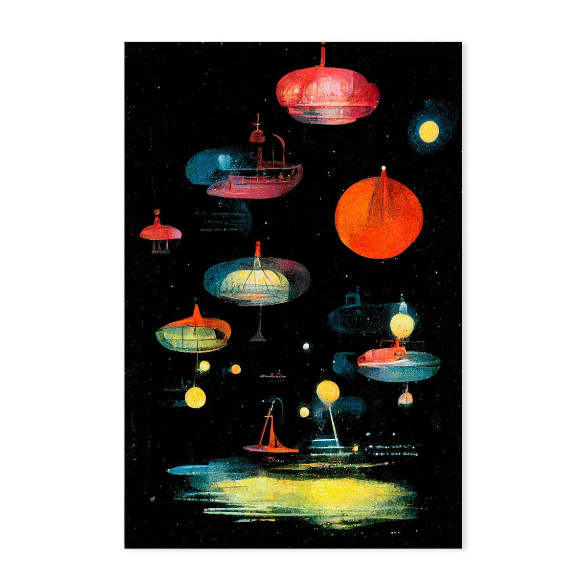 wall-art-print-canvas-poster-framed-Lanterns After Landing, Set Of 2 , By Treechild-GIOIA-WALL-ART