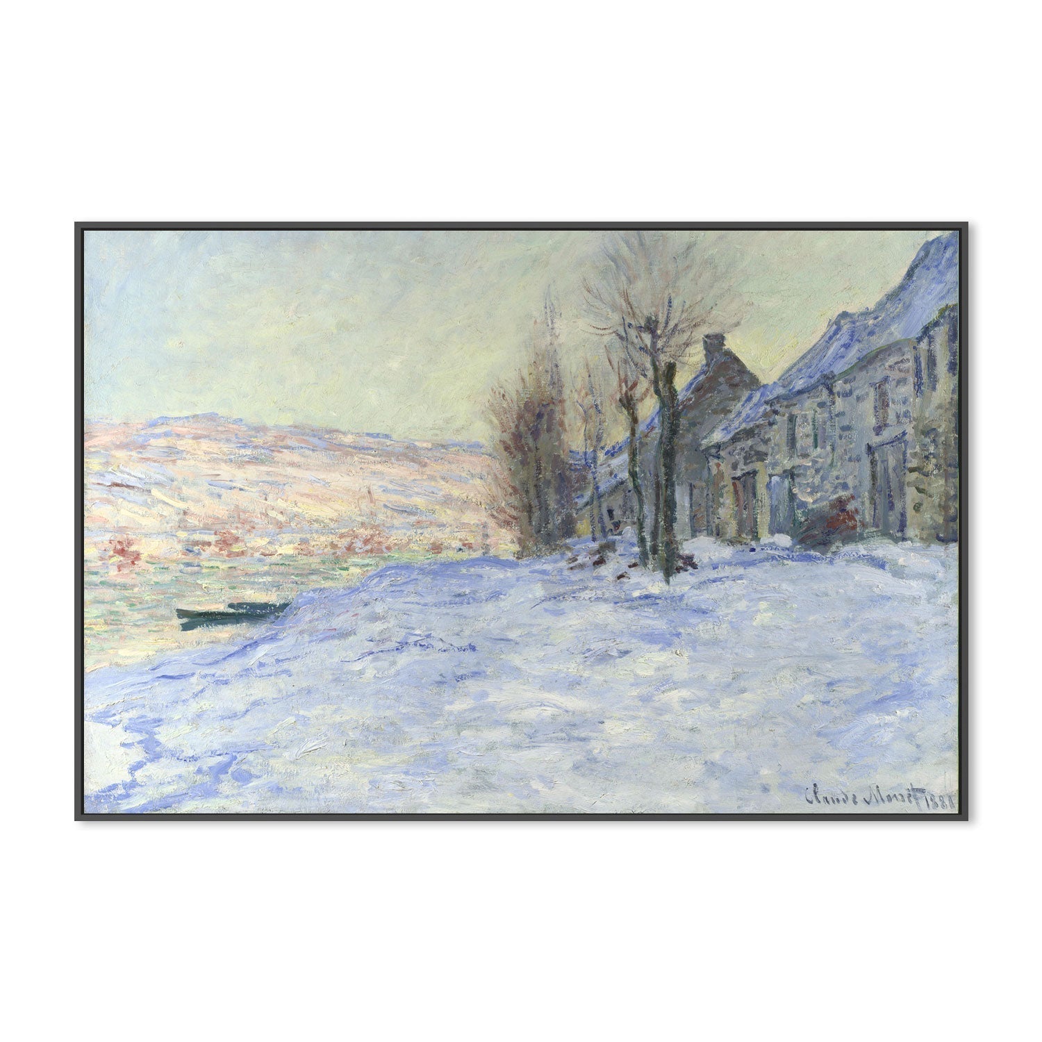 wall-art-print-canvas-poster-framed-Lavacourt Sun and Snow 1881 , By Monet-by-Gioia Wall Art-Gioia Wall Art