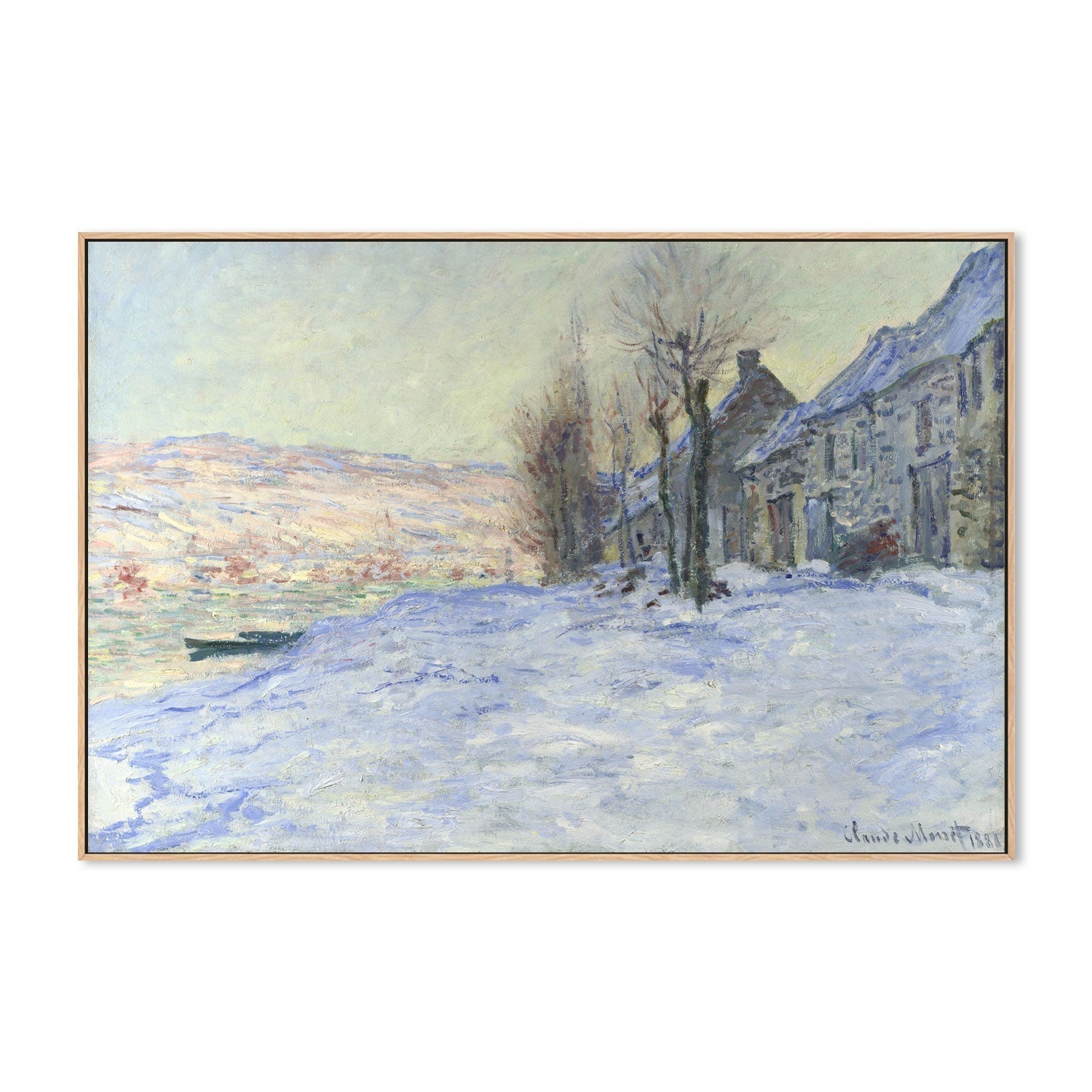 wall-art-print-canvas-poster-framed-Lavacourt Sun and Snow 1881 , By Monet-by-Gioia Wall Art-Gioia Wall Art
