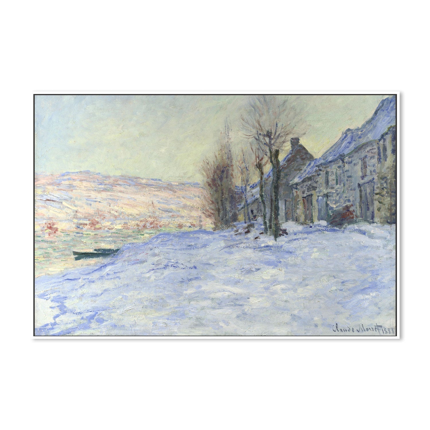 wall-art-print-canvas-poster-framed-Lavacourt Sun and Snow 1881 , By Monet-by-Gioia Wall Art-Gioia Wall Art