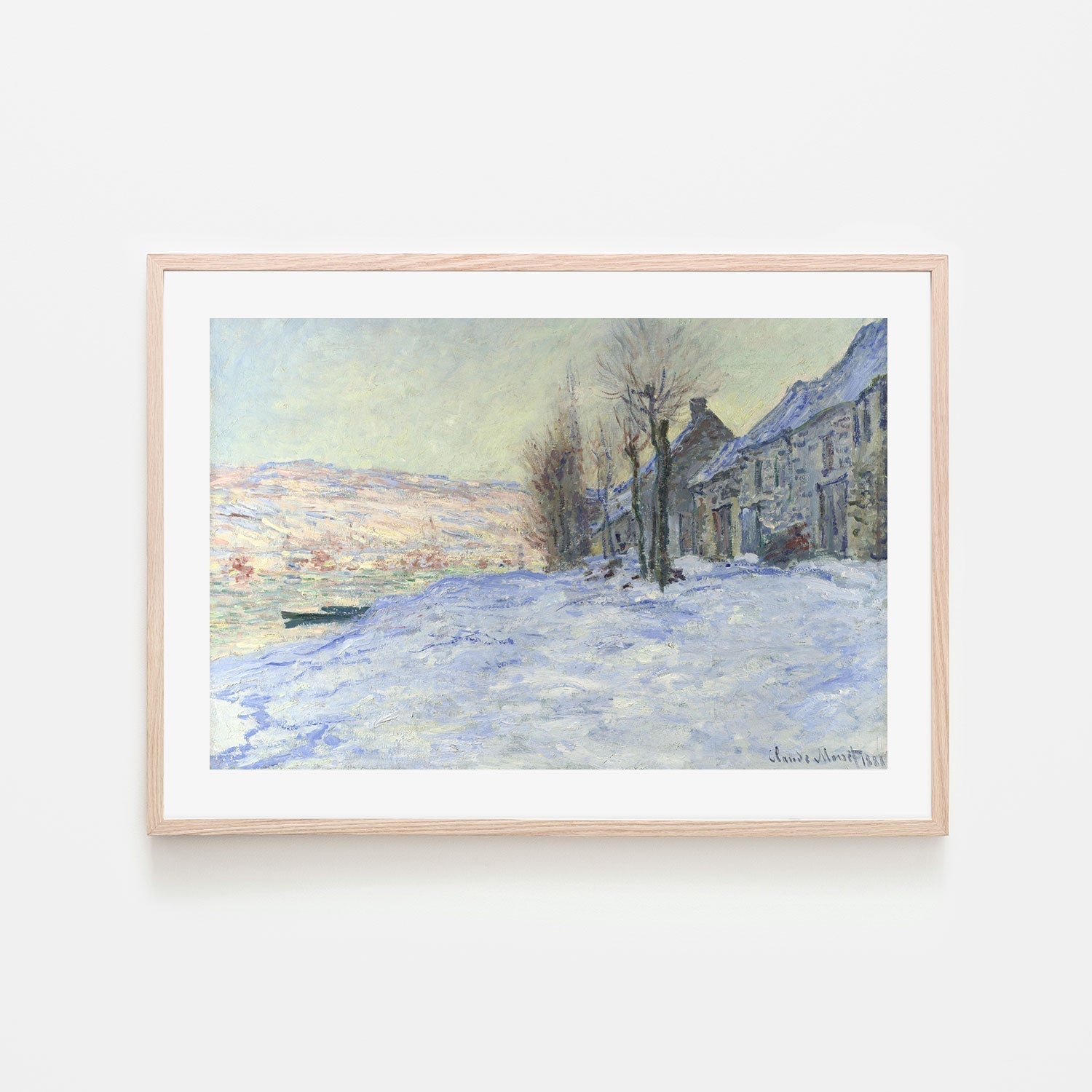 wall-art-print-canvas-poster-framed-Lavacourt Sun and Snow 1881 , By Monet-by-Gioia Wall Art-Gioia Wall Art