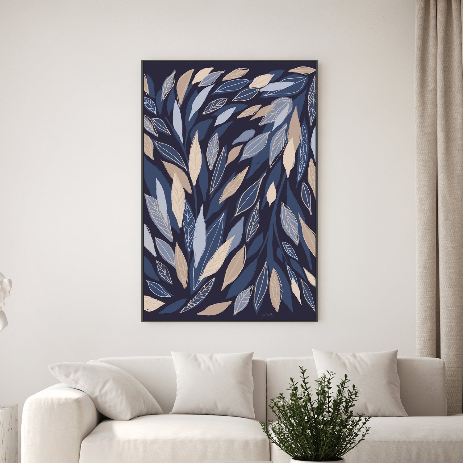 wall-art-print-canvas-poster-framed-Leafy Lines Dark-2