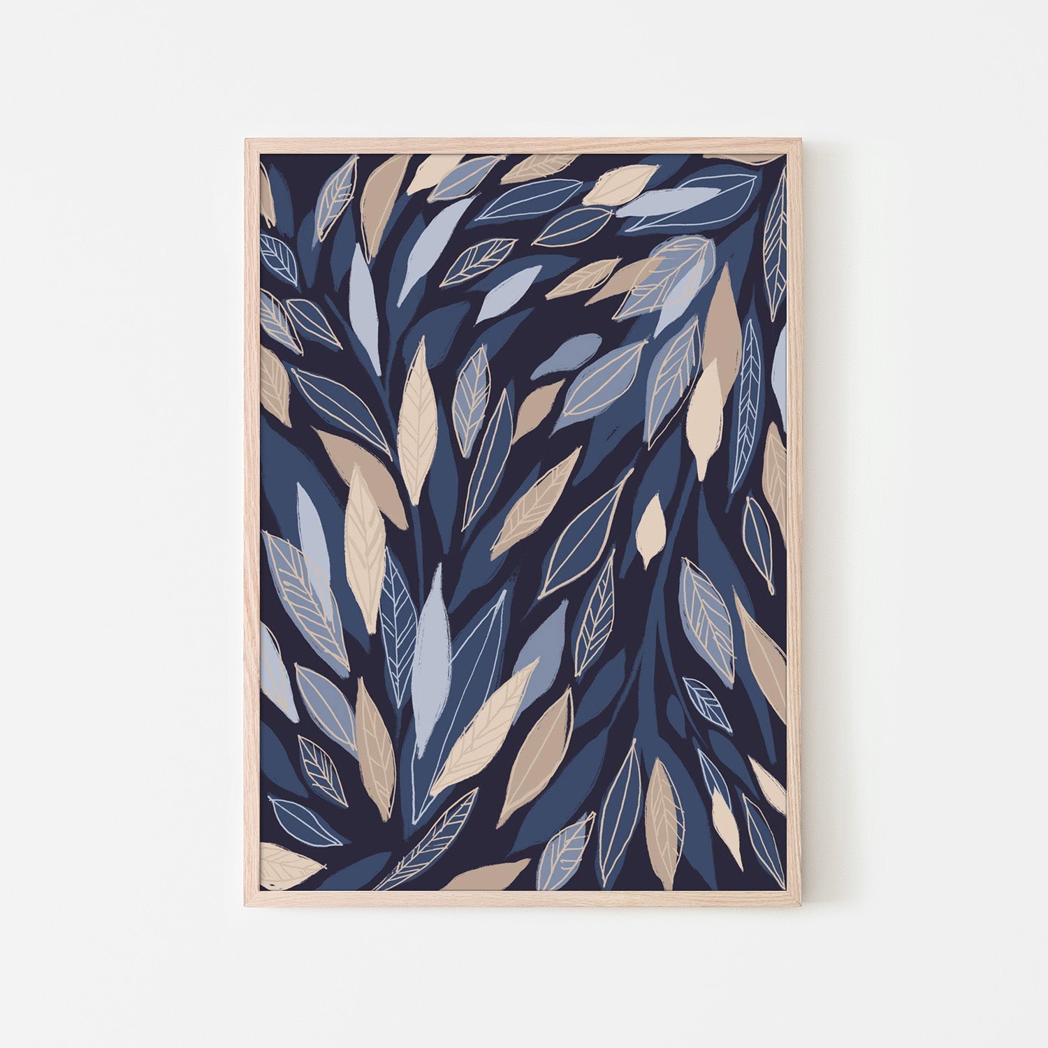 wall-art-print-canvas-poster-framed-Leafy Lines Dark-6