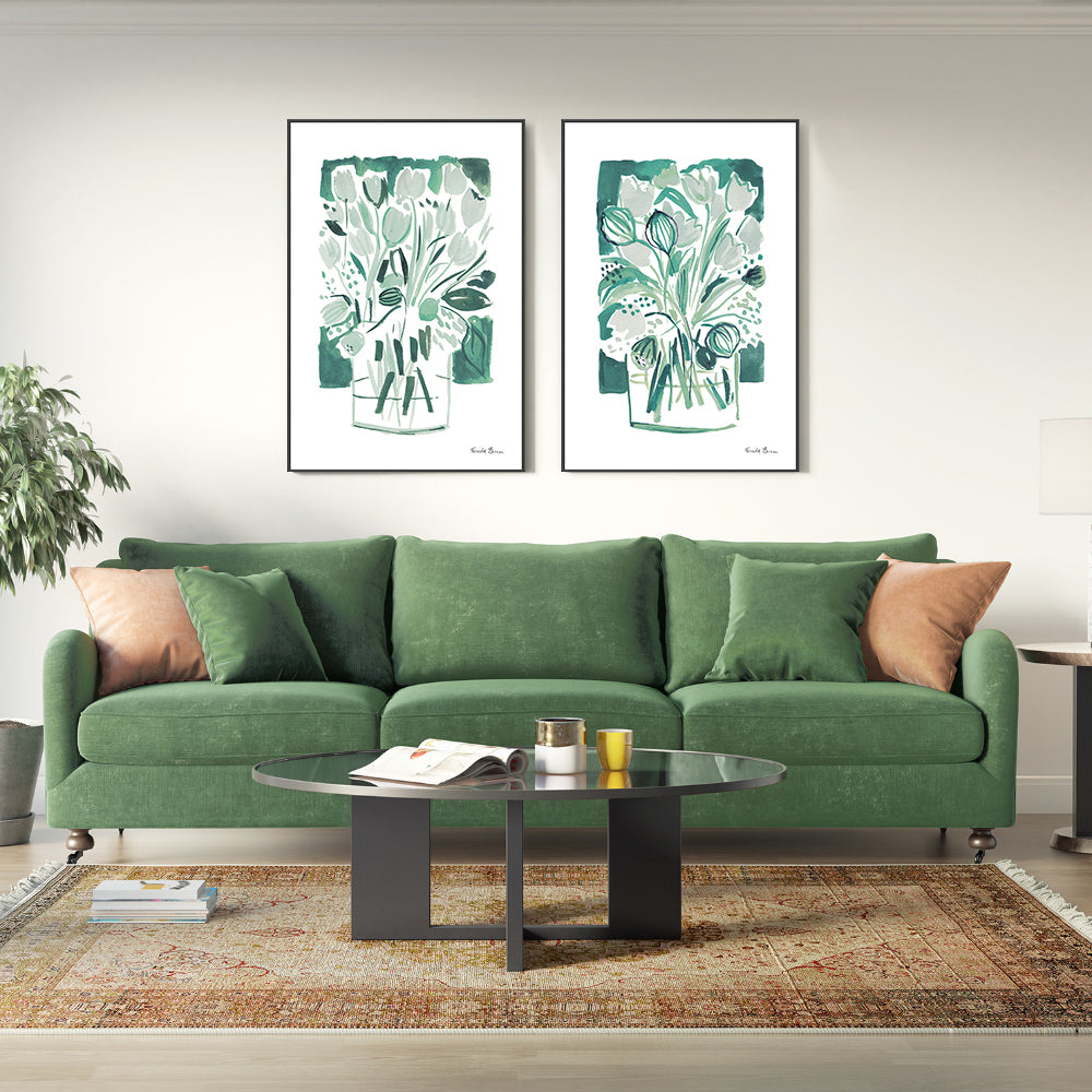 wall-art-print-canvas-poster-framed-Light Green Tulips, Style A & B, Set Of 2 , By Farida Zaman-GIOIA-WALL-ART