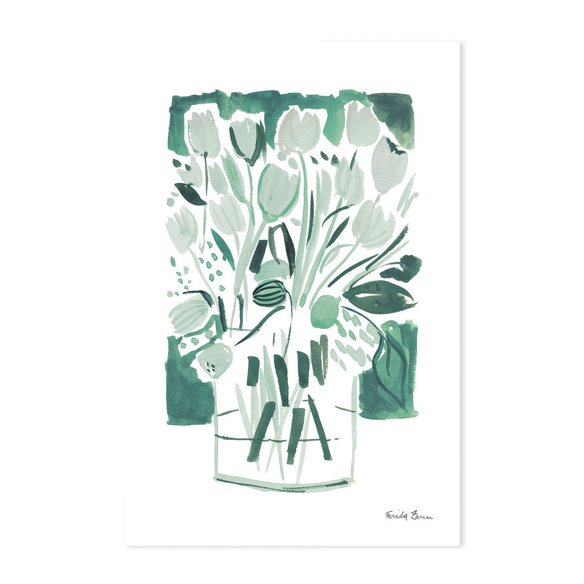 wall-art-print-canvas-poster-framed-Light Green Tulips, Style A & B, Set Of 2 , By Farida Zaman-GIOIA-WALL-ART