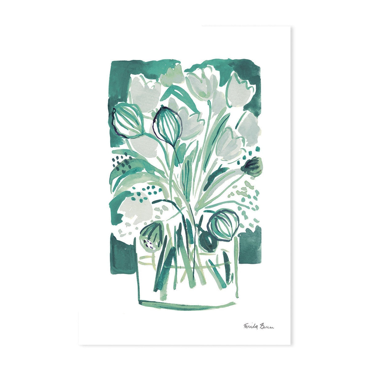 wall-art-print-canvas-poster-framed-Light Green Tulips, Style A & B, Set Of 2 , By Farida Zaman-GIOIA-WALL-ART