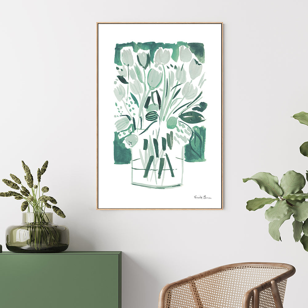 wall-art-print-canvas-poster-framed-Light Green Tulips, Style A , By Farida Zaman-GIOIA-WALL-ART