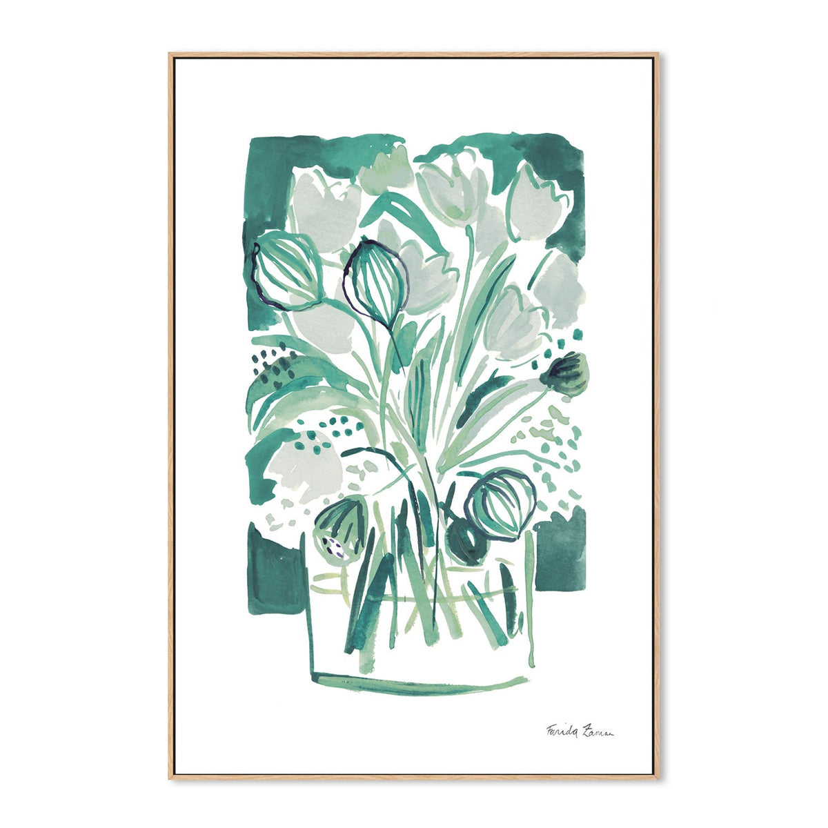wall-art-print-canvas-poster-framed-Light Green Tulips, Style B , By Farida Zaman-GIOIA-WALL-ART