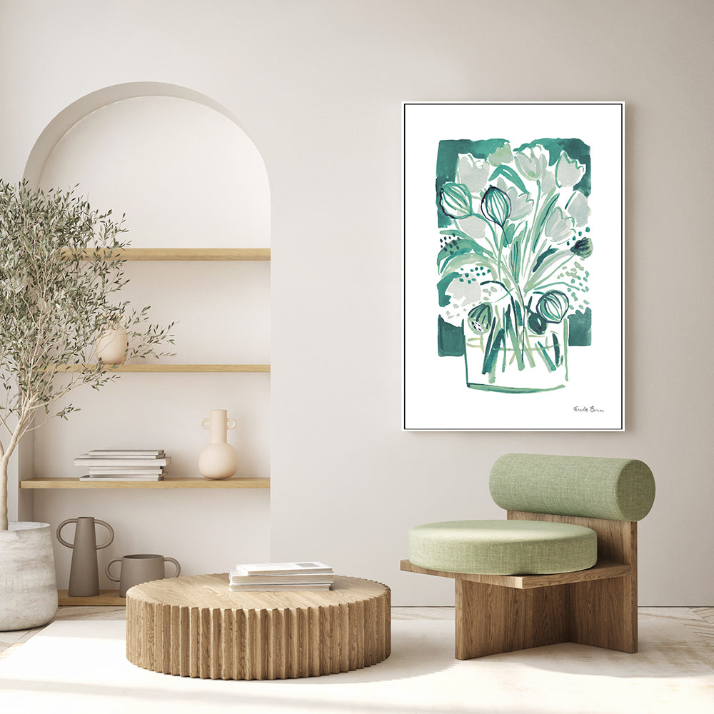 wall-art-print-canvas-poster-framed-Light Green Tulips, Style B , By Farida Zaman-GIOIA-WALL-ART