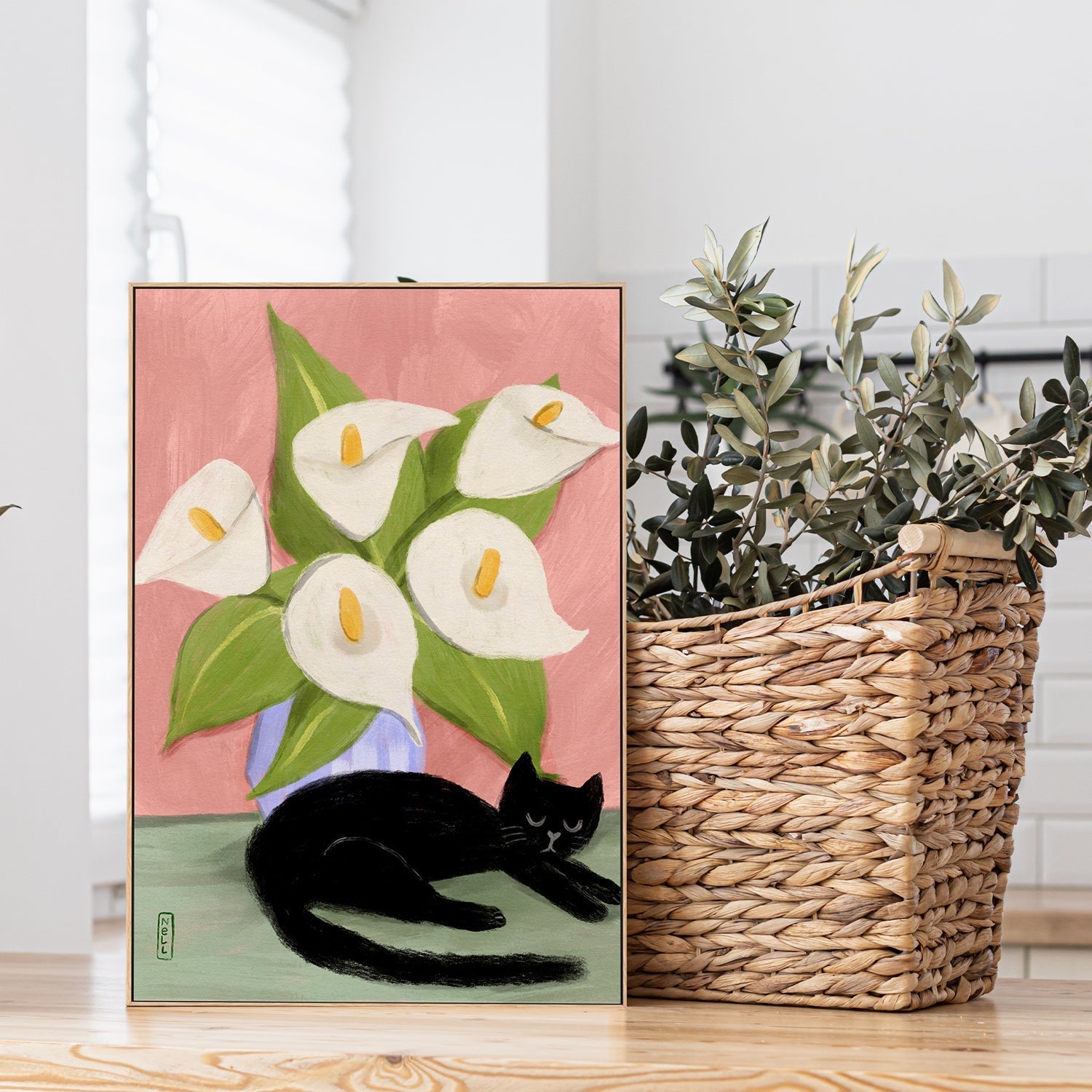 wall-art-print-canvas-poster-framed-Lilies In A Vasel , By Lia Nell-2