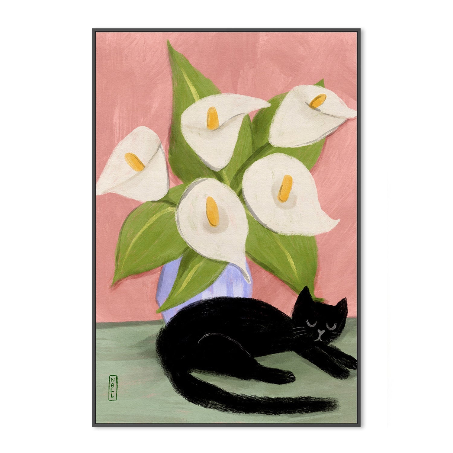 wall-art-print-canvas-poster-framed-Lilies In A Vasel , By Lia Nell-3