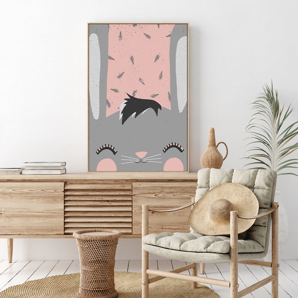 wall-art-print-canvas-poster-framed-Little Bunny, Pink Version , By Treechild-GIOIA-WALL-ART