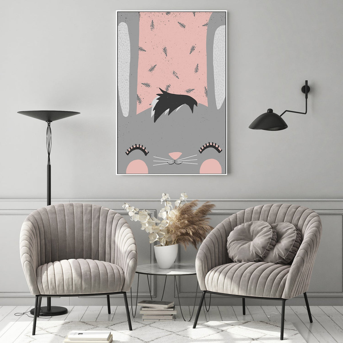 wall-art-print-canvas-poster-framed-Little Bunny, Pink Version , By Treechild-GIOIA-WALL-ART