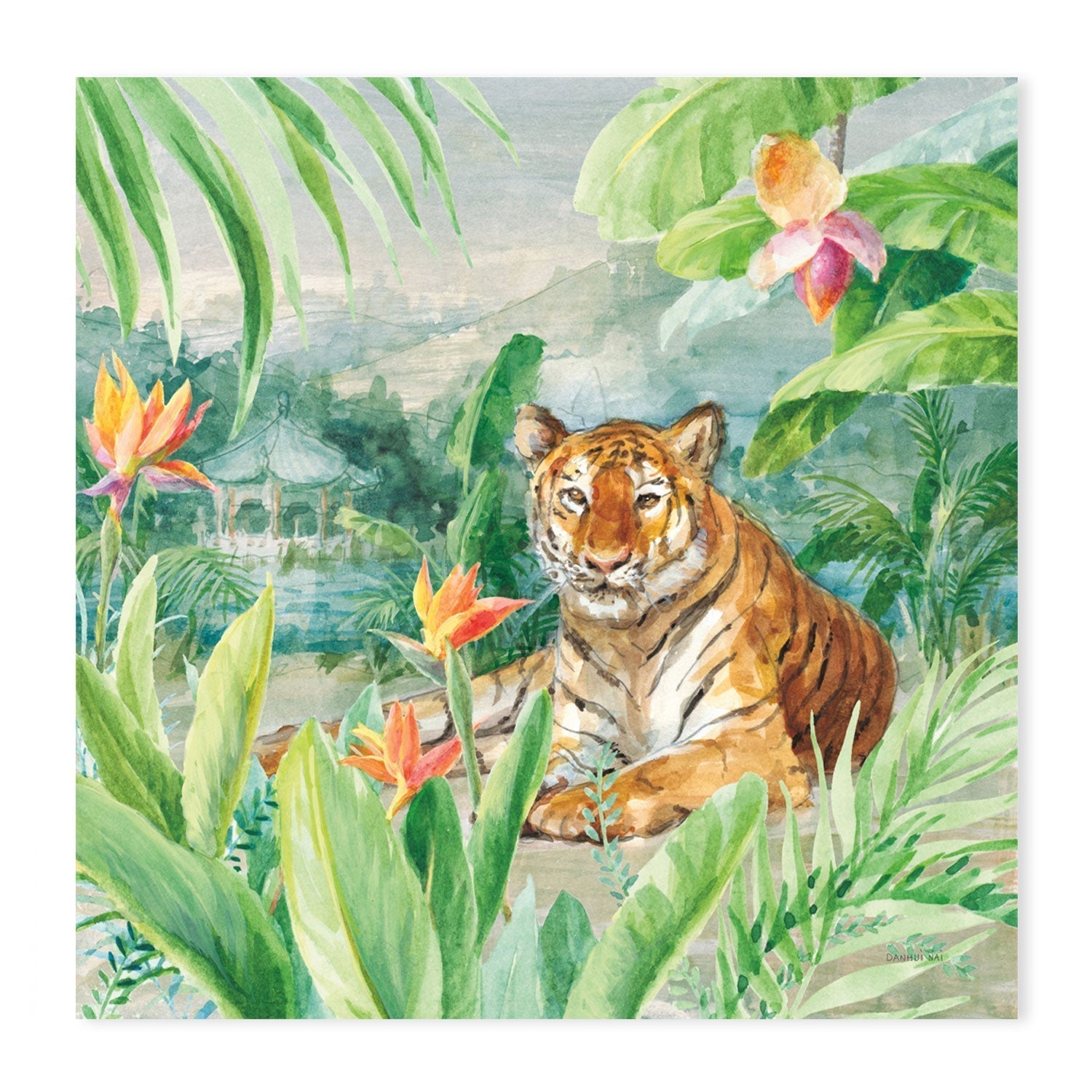 wall-art-print-canvas-poster-framed-Lounging Tiger-by-Danhui Nai-Gioia Wall Art