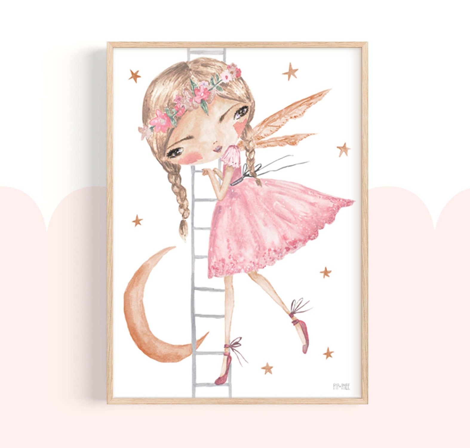 wall-art-print-canvas-poster-framed-Lunar Princess Ladder , By Pip and Phee-2