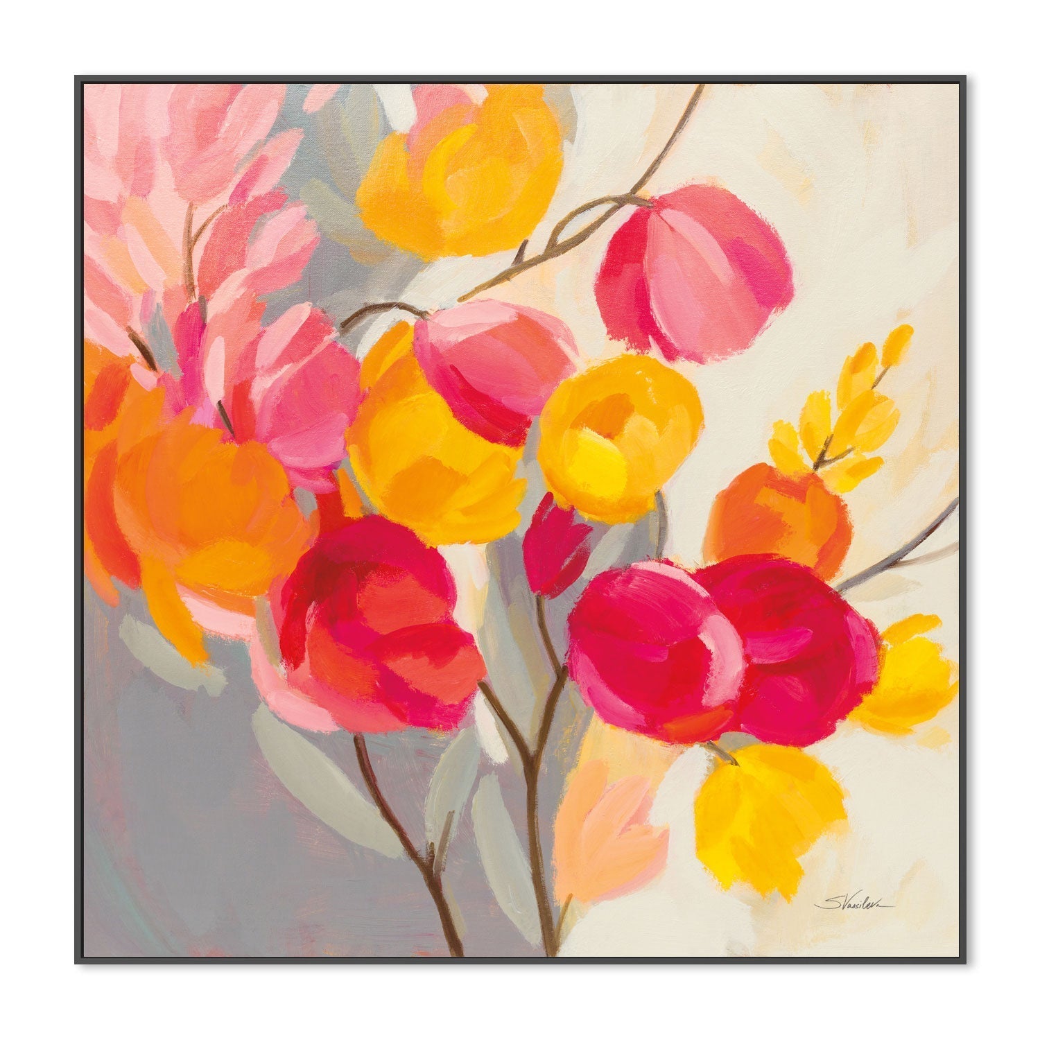 wall-art-print-canvas-poster-framed-Magenta Bloom, Style A-3