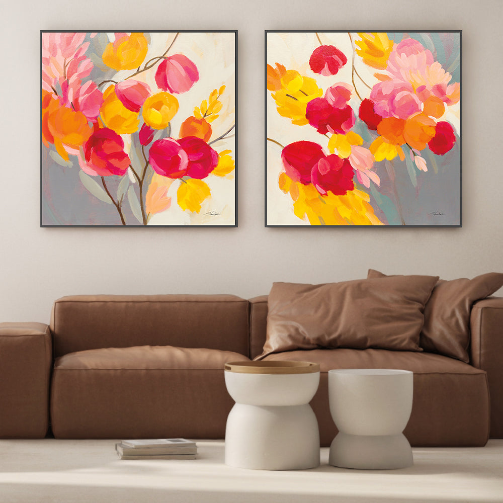 wall-art-print-canvas-poster-framed-Magenta Bloom, Style A & B, Set Of 2-2