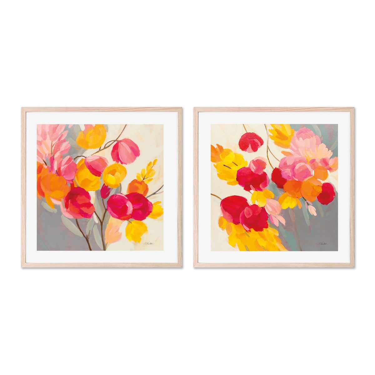 wall-art-print-canvas-poster-framed-Magenta Bloom, Style A & B, Set Of 2-6